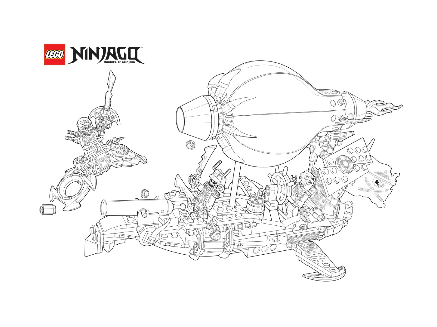 coloriage ninjago vs ennemis en bateau