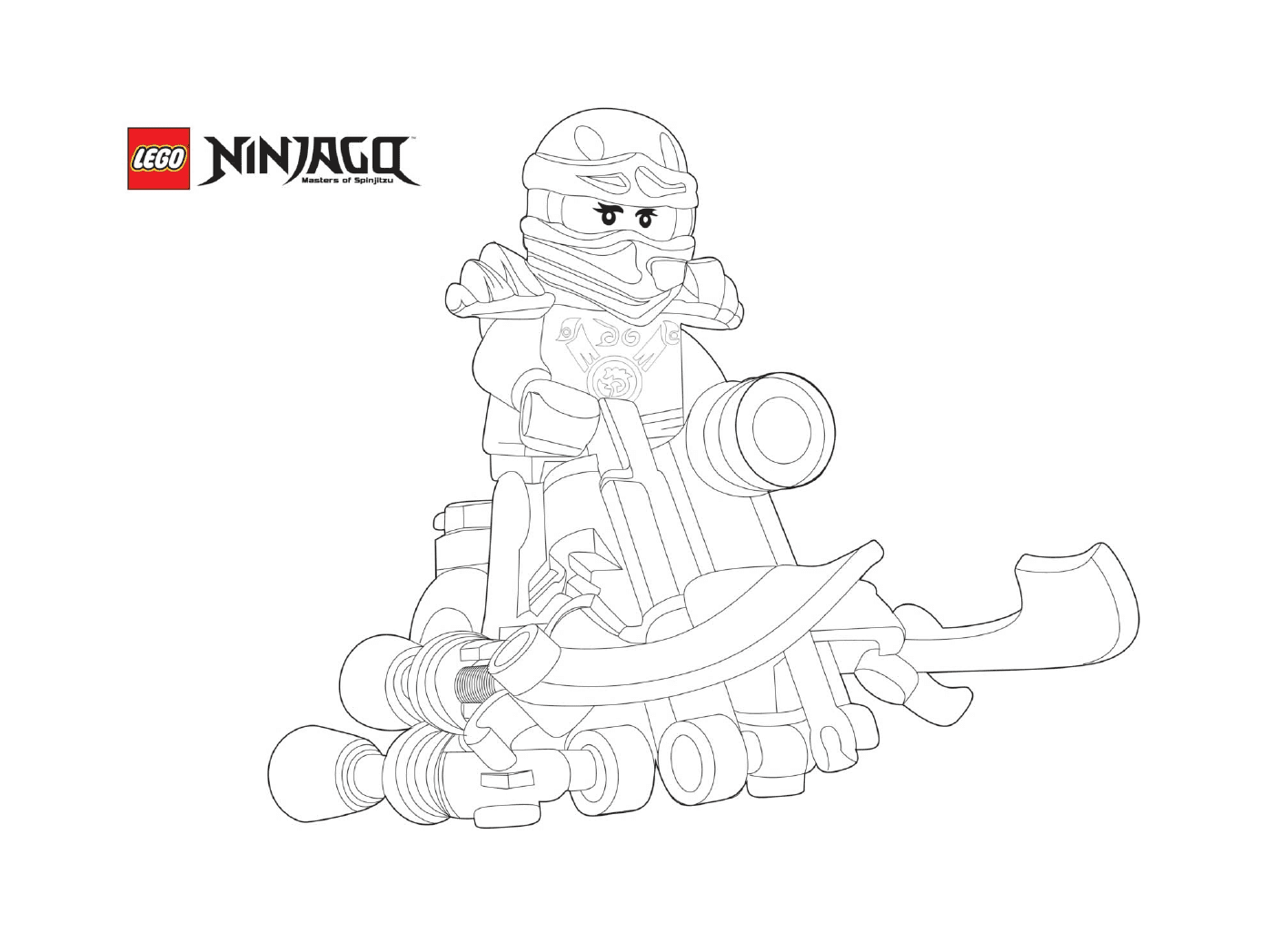 coloriage ninjago sur une moto volante