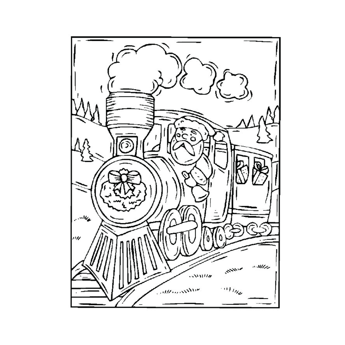 coloriage noel train
