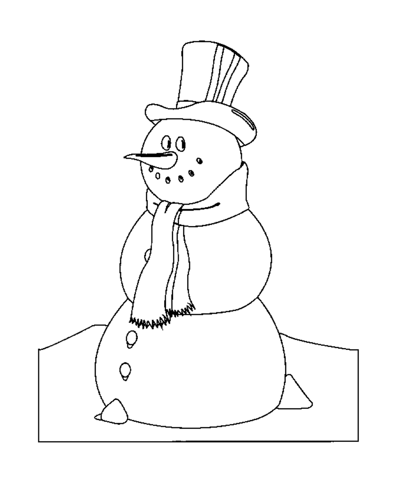 coloriage bonhomme de neige chapeau