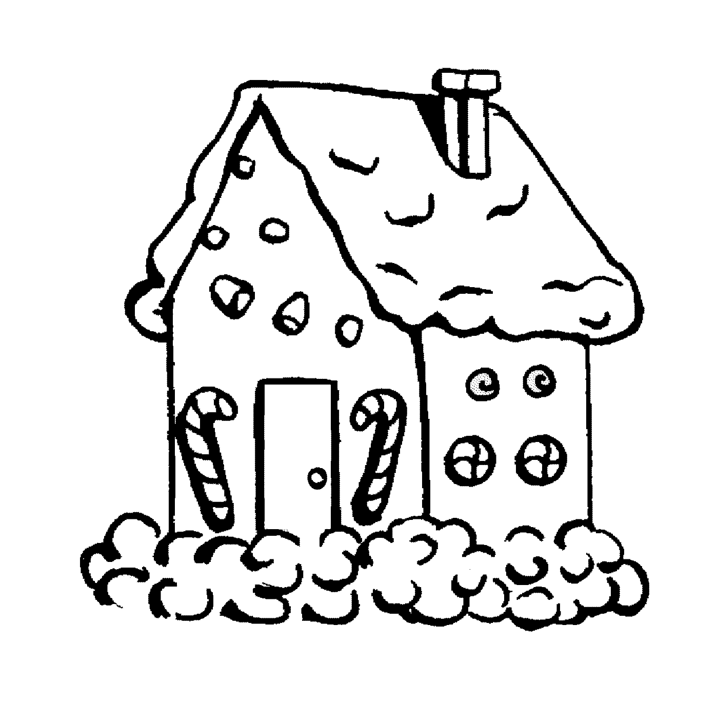 coloriage petite maison de noel avec canne de noel