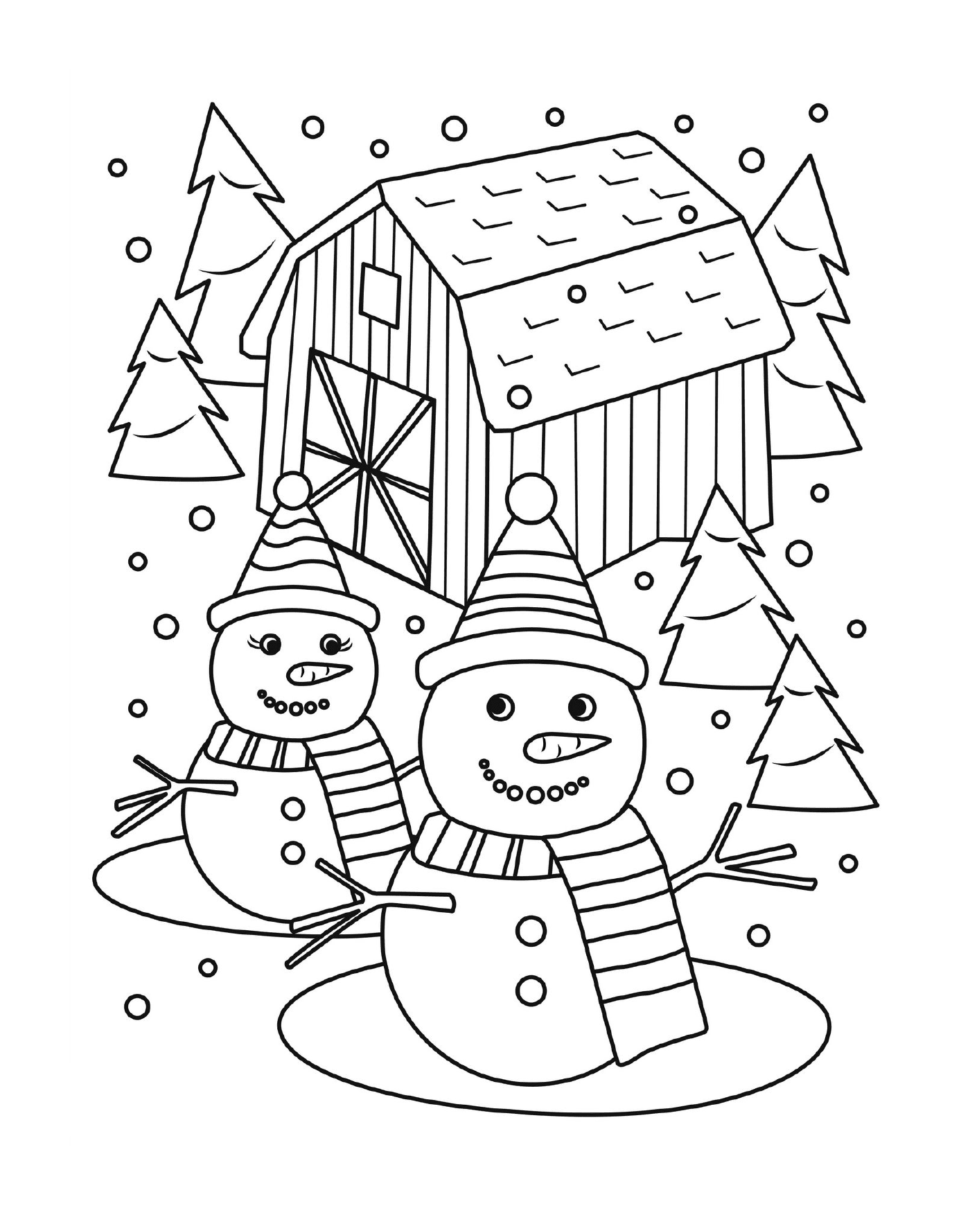 coloriage monsieur et madame bonhomme de neige