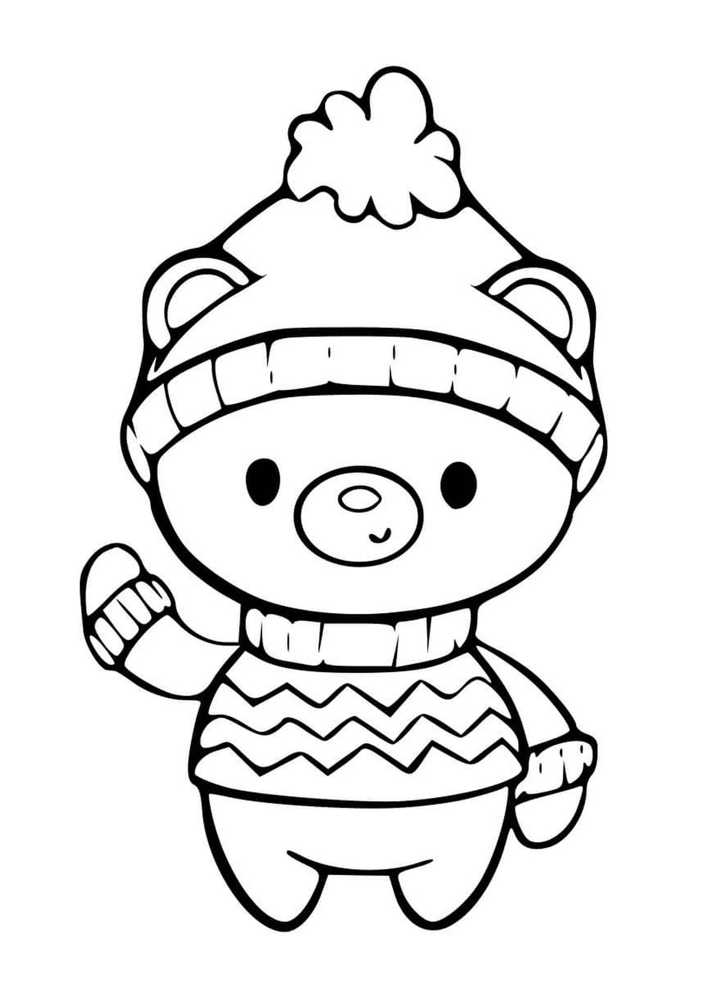 coloriage ours polaire avec habits hiver pour noel