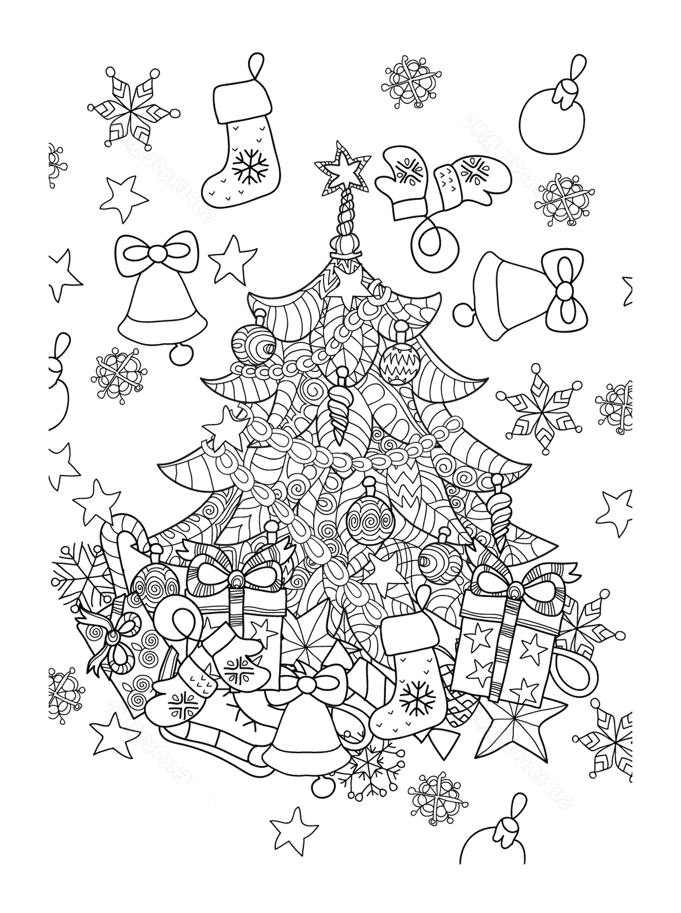 coloriage christmas tree zentangle sapin de noel
