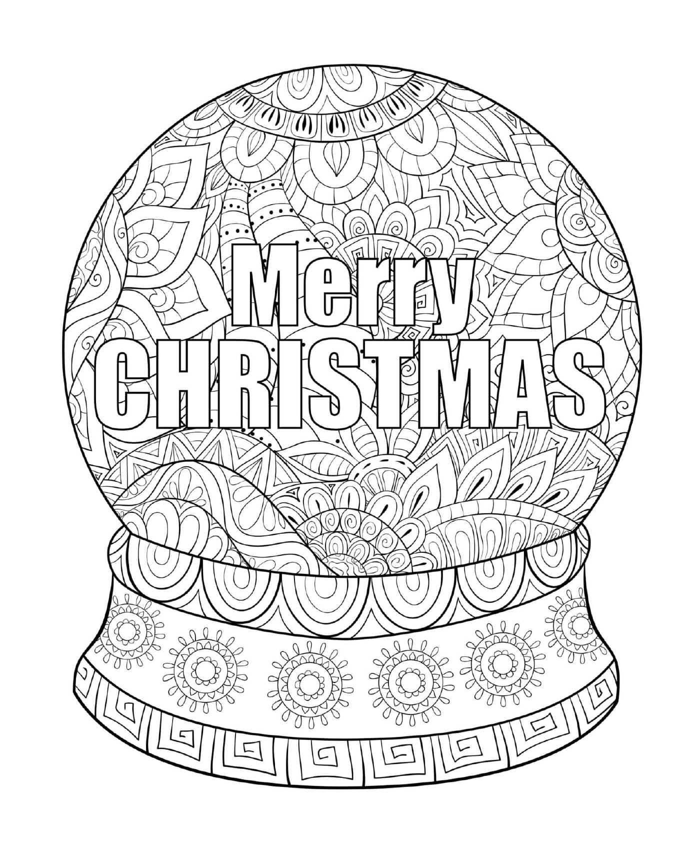 coloriage boule de noel merry christmas mandala