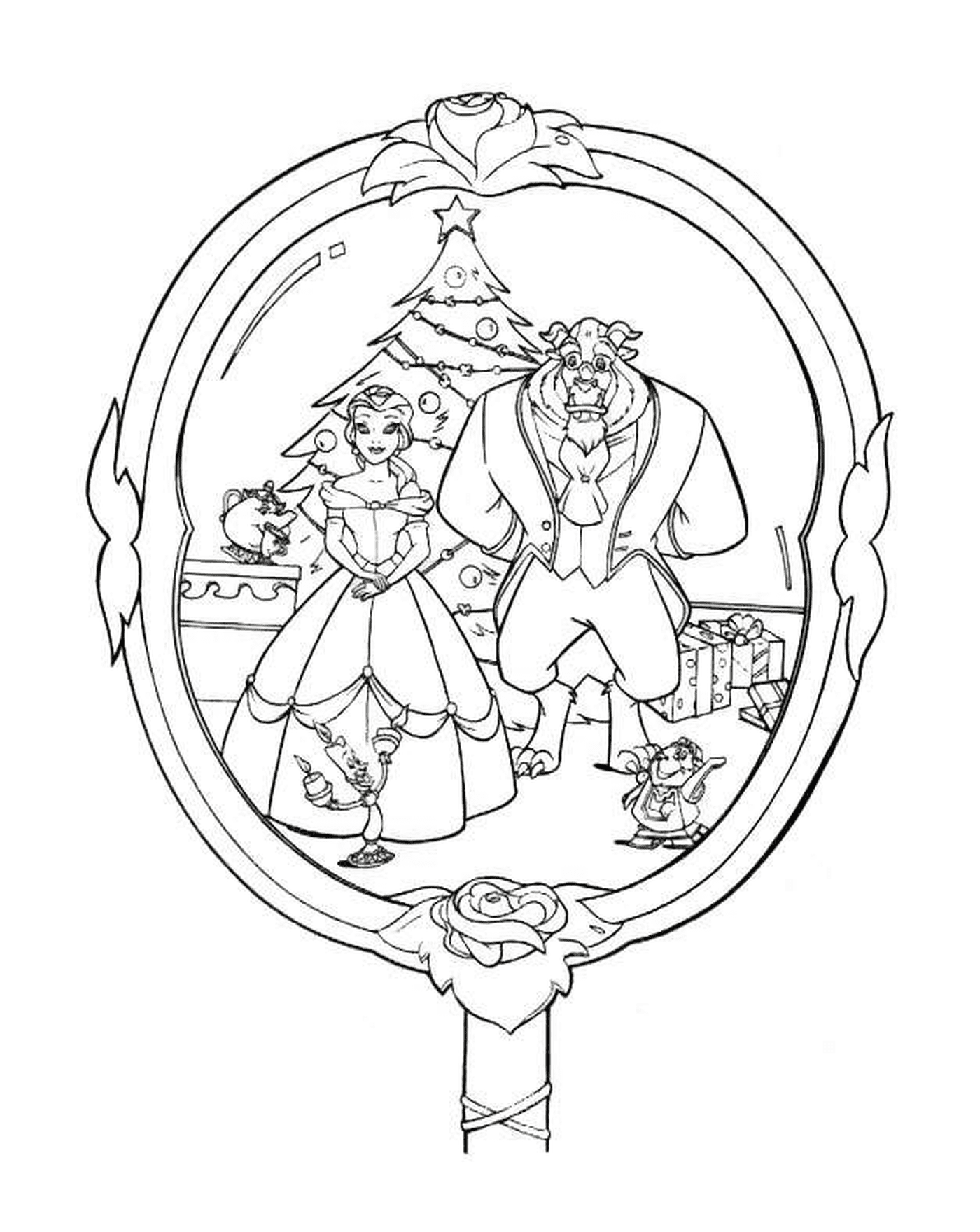 coloriage Beauty and the Beast disney noel 4
