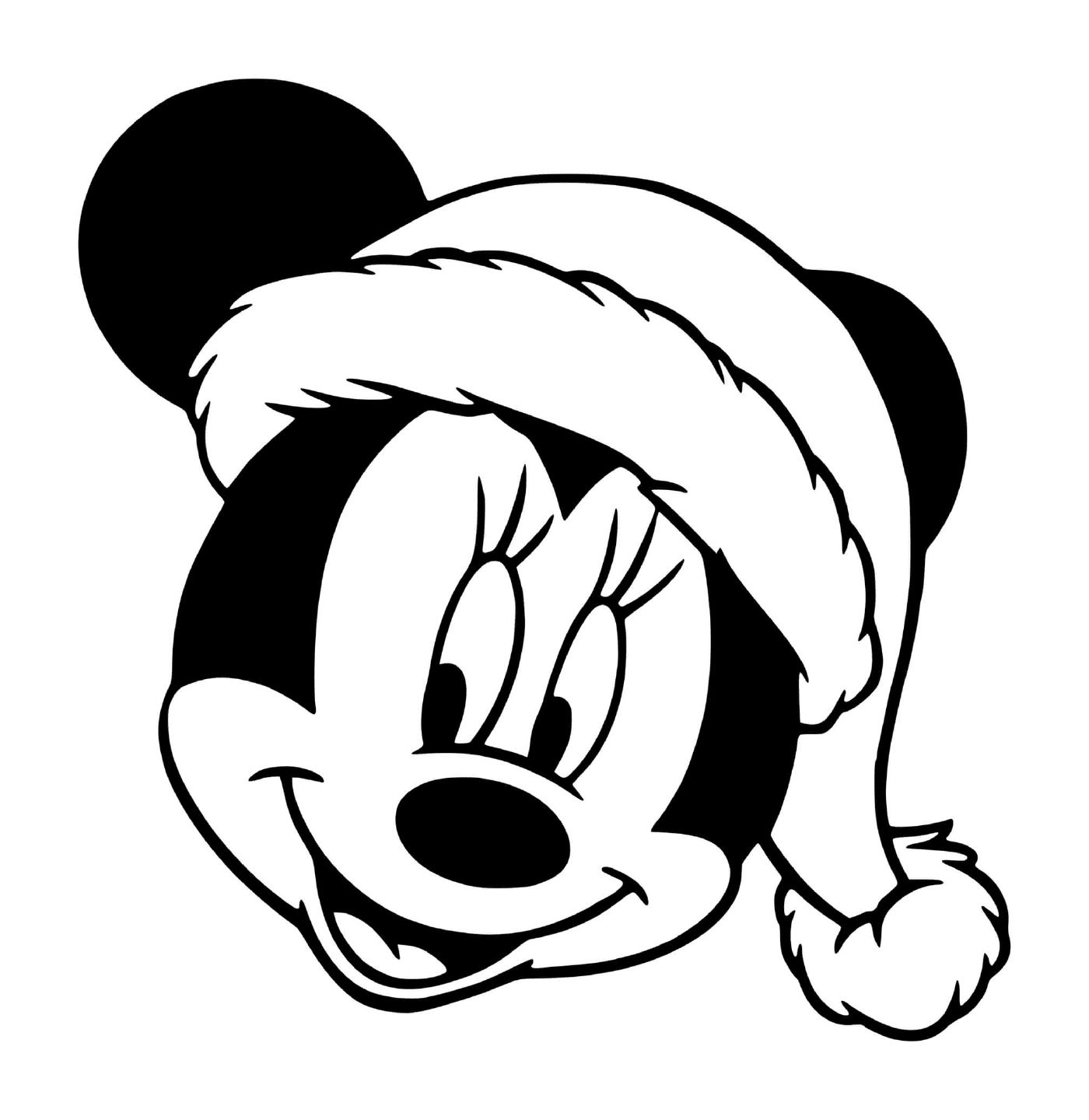 coloriage Minnie face with christmas hat