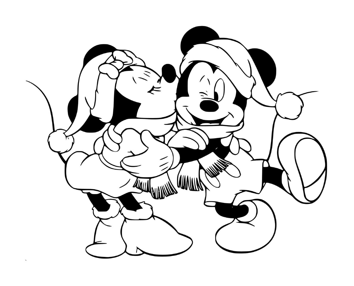 coloriage Minnie kissing Mickey