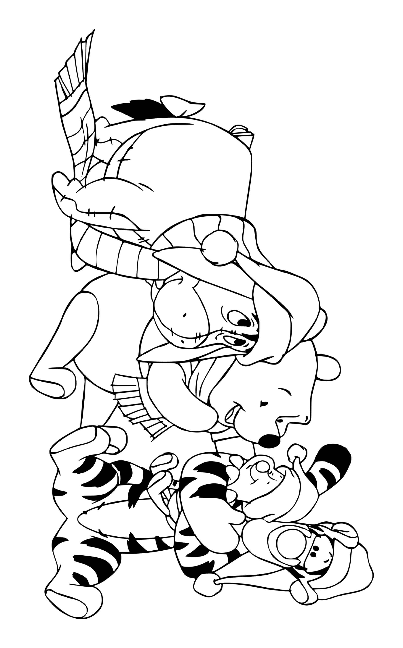 coloriage Winnie the Pooh and friends