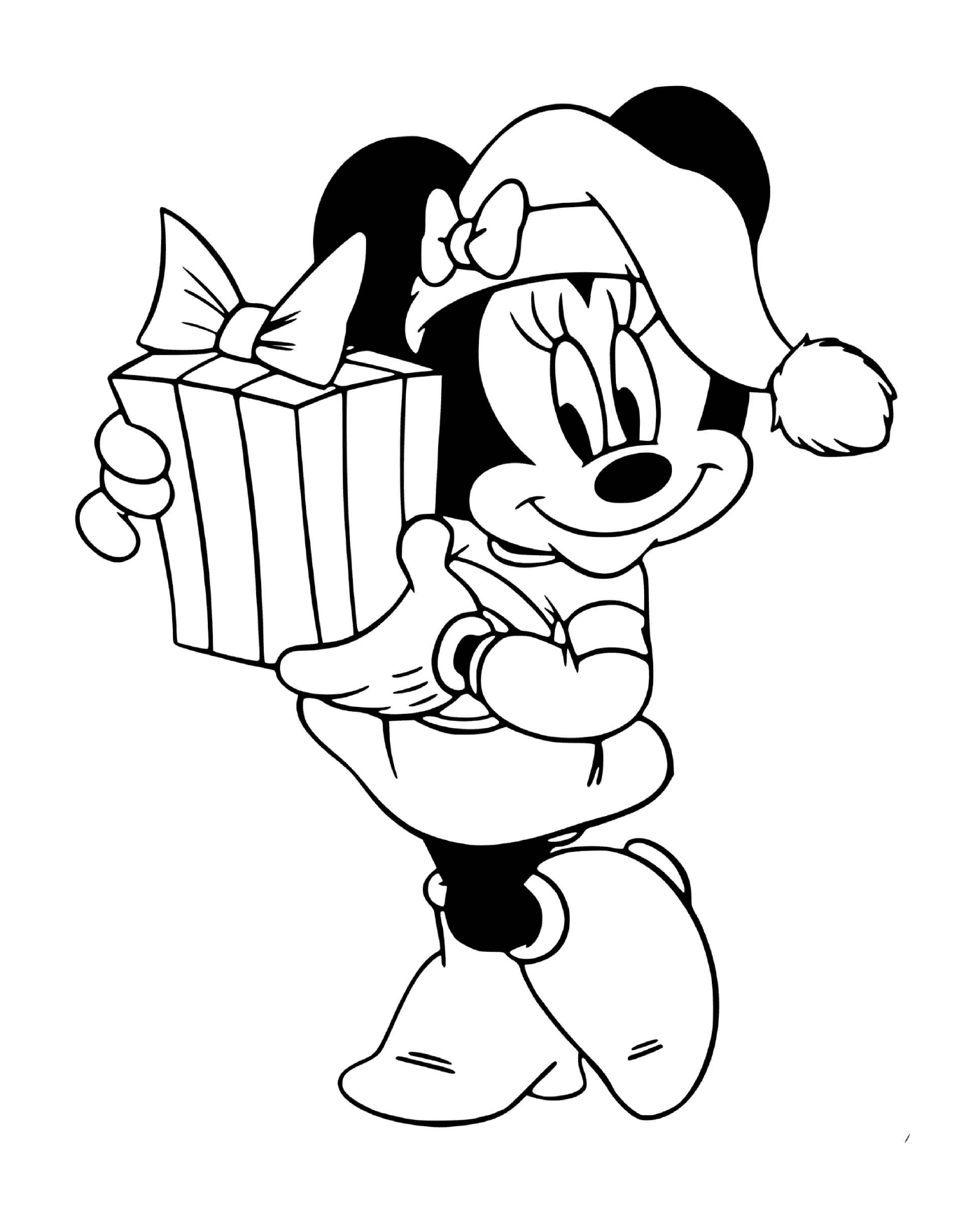 coloriage Minnie Mouses present for mickey