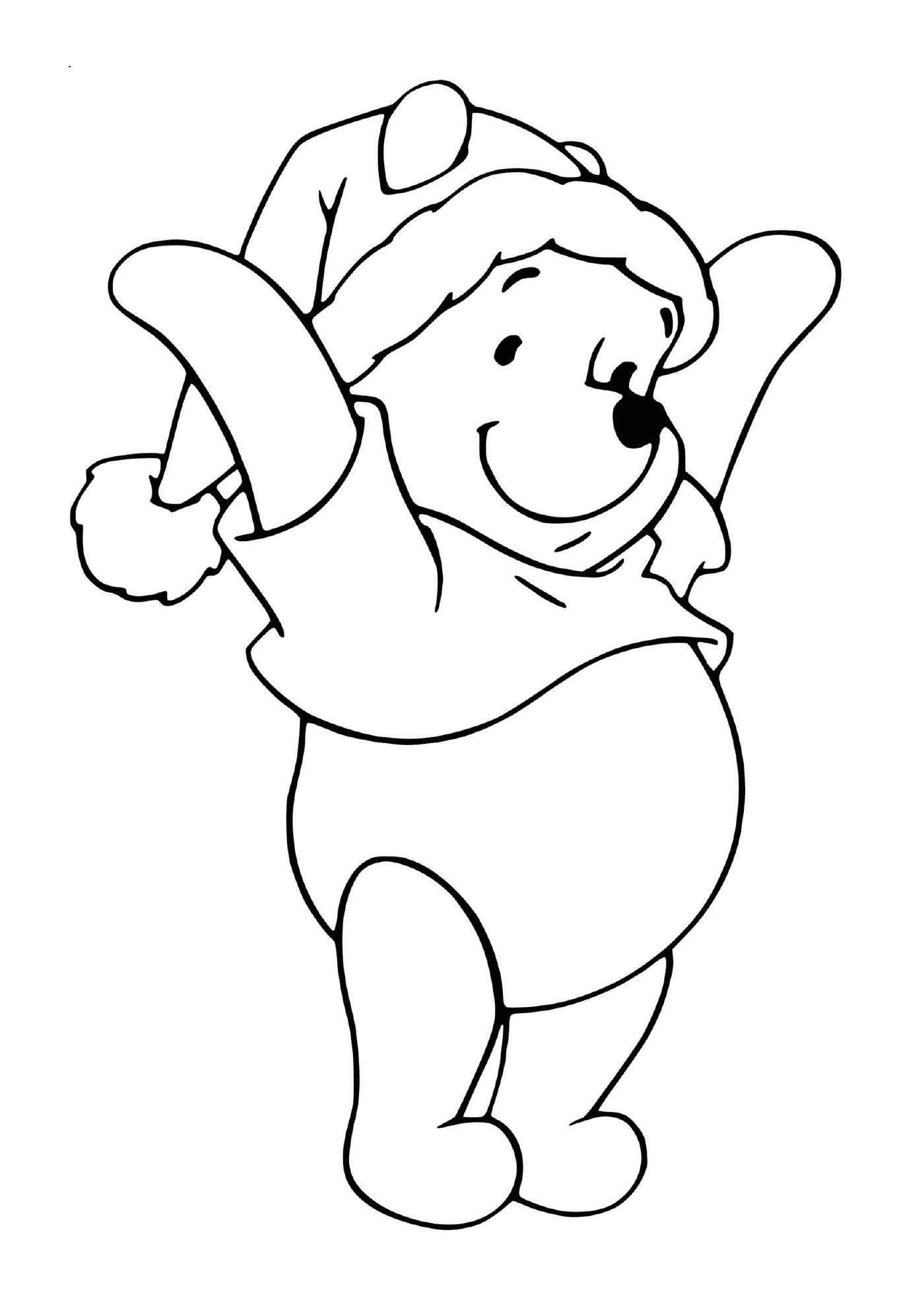 coloriage Winnie the Pooh as Santa Claus