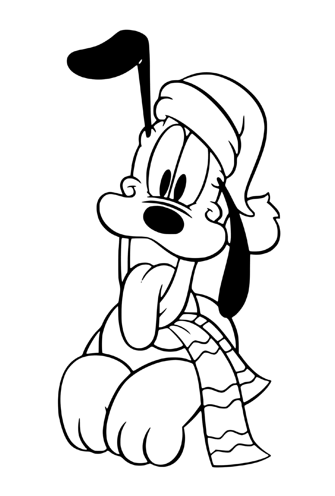 coloriage Pluto wearing hat scarf