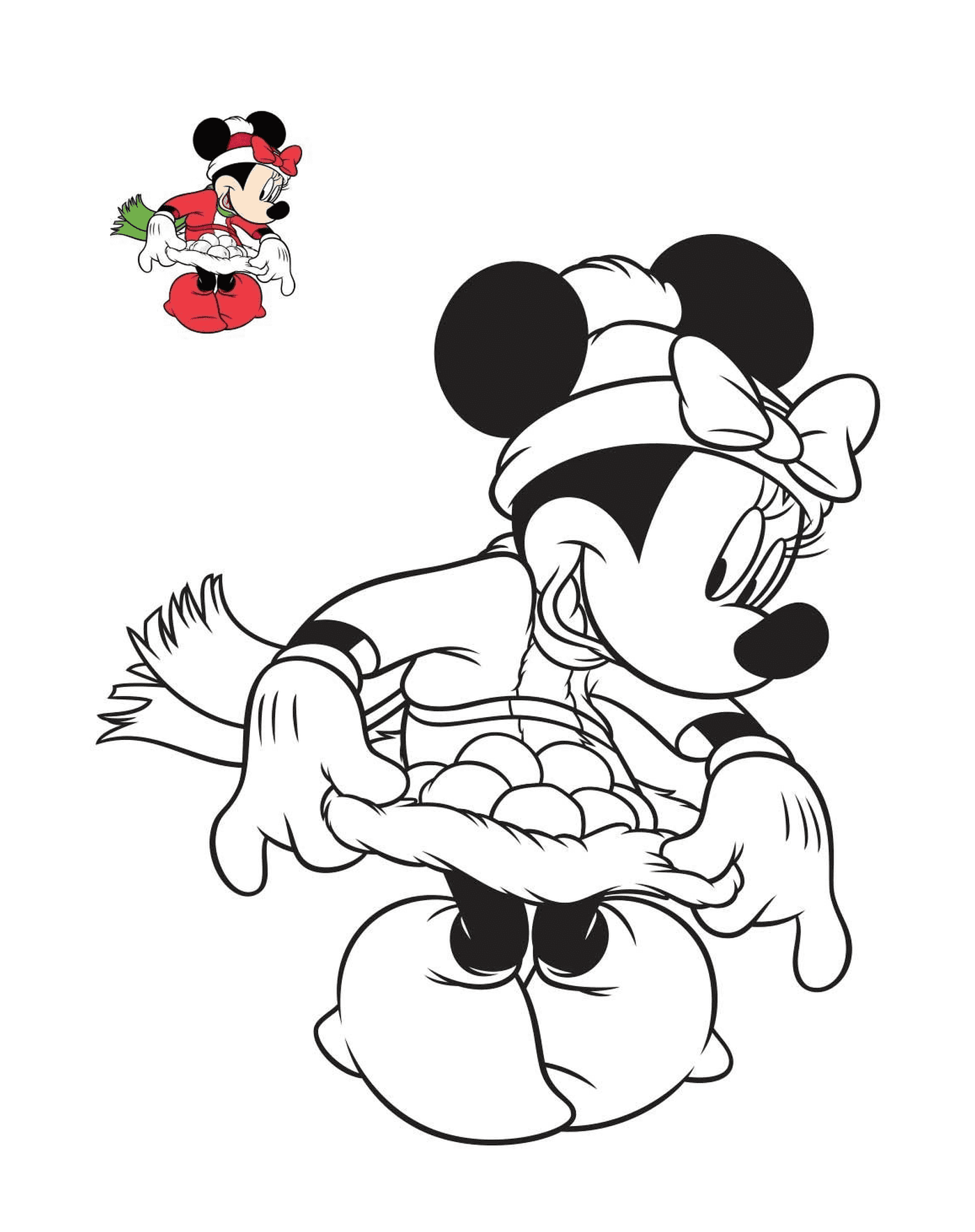 coloriage minnie mouse avec une jolie robe de noel