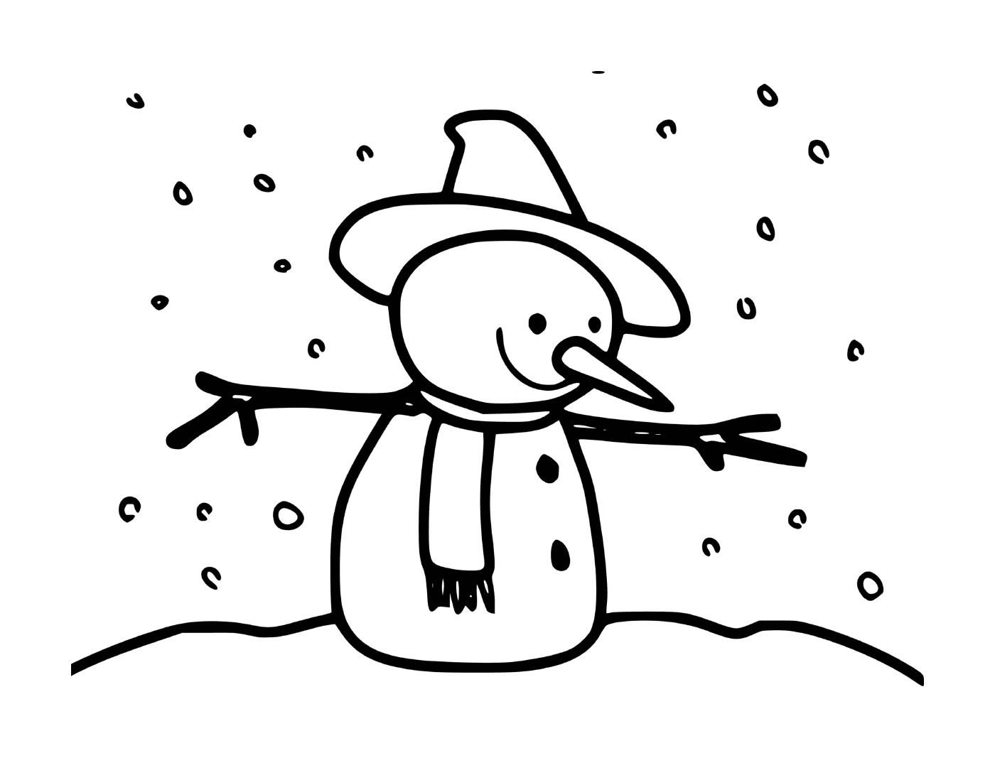 coloriage bonhomme de neige maternelle avec des flocons