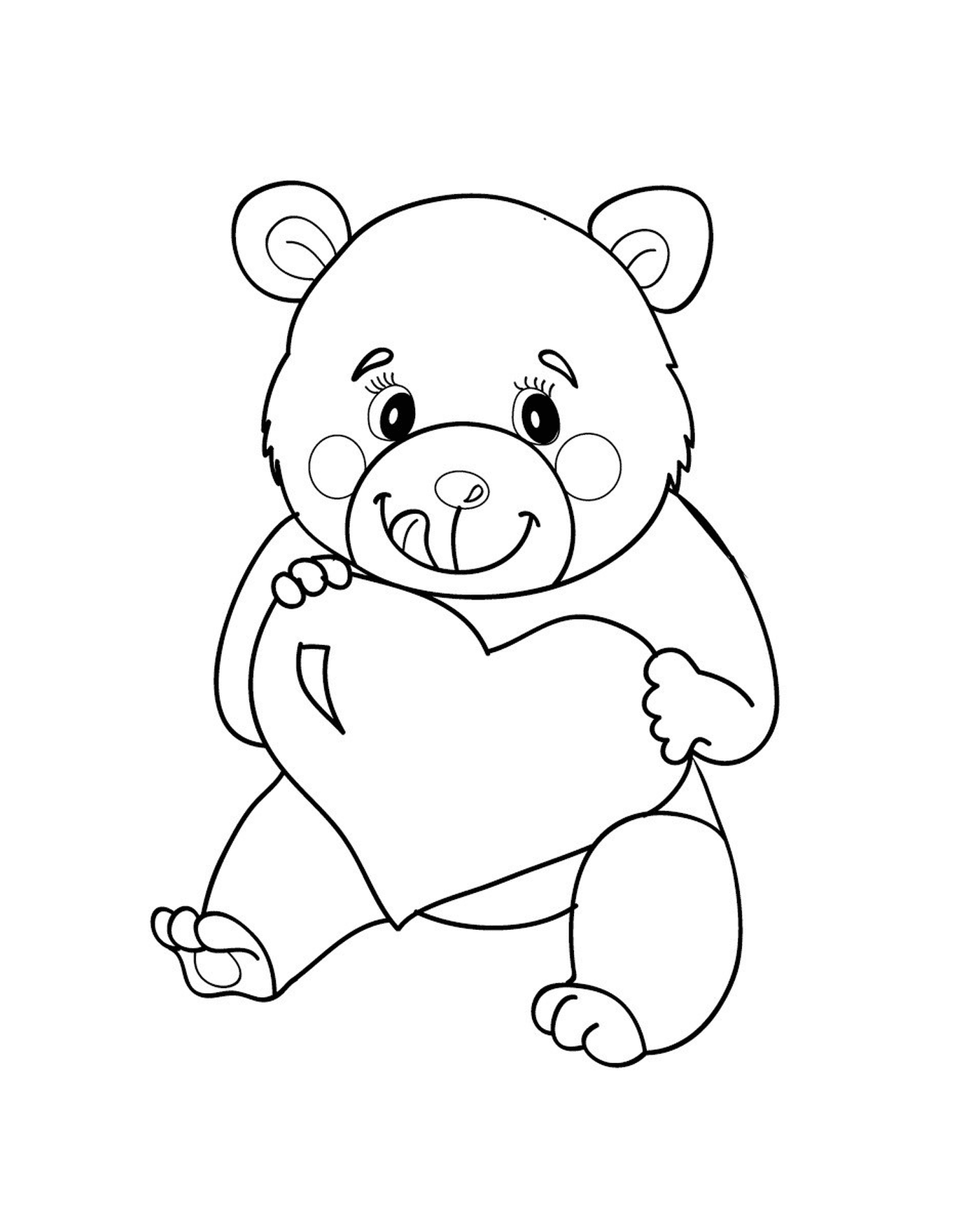 coloriage ours nounours coeur