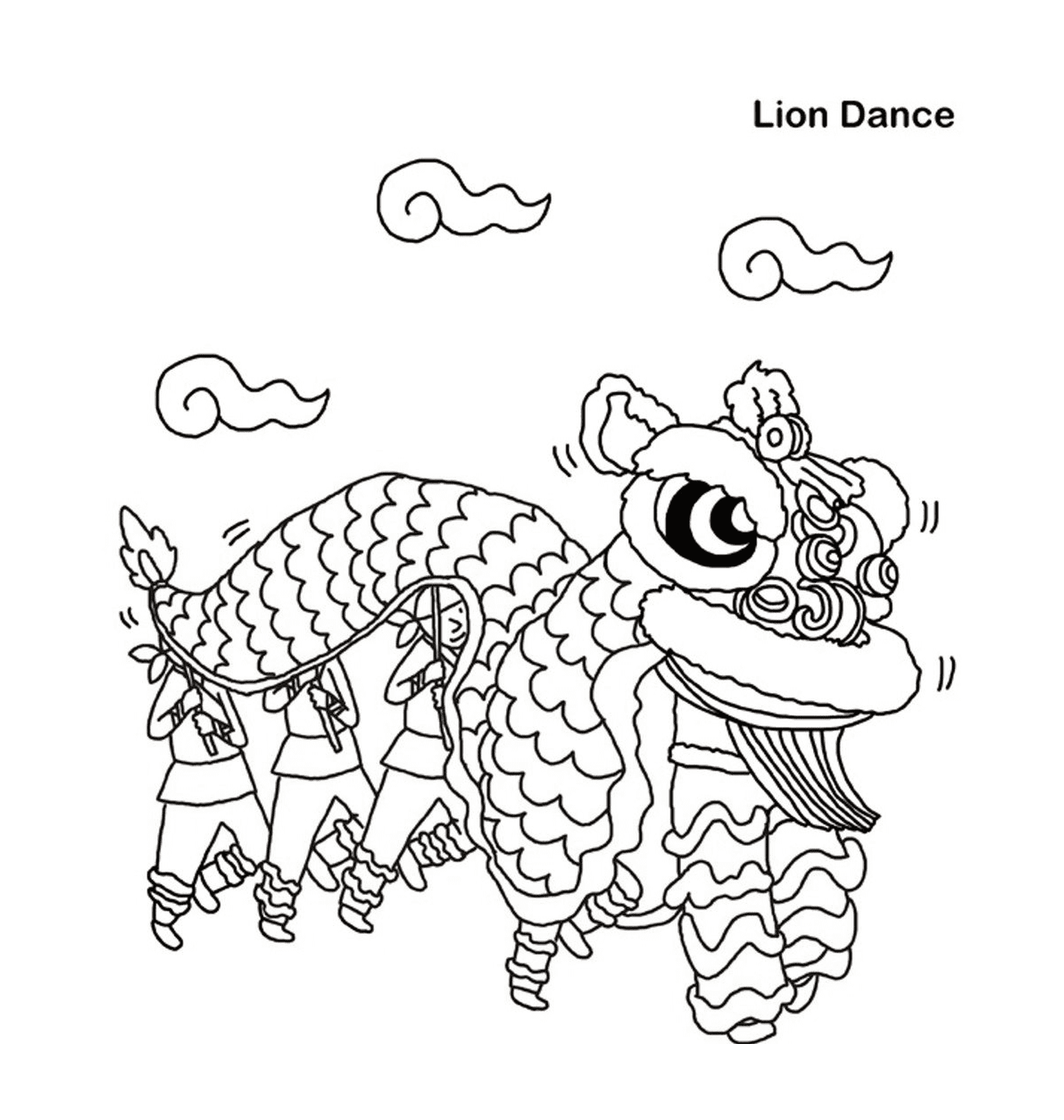 coloriage lion dance free nouvel an chinois