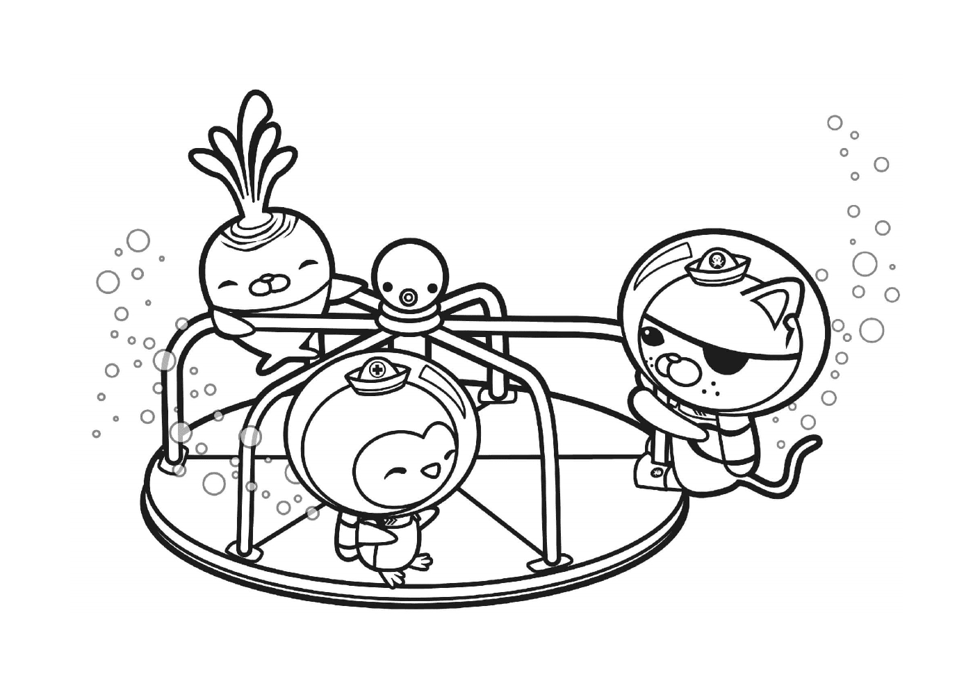 coloriage friends are found on a merry go round octonauts