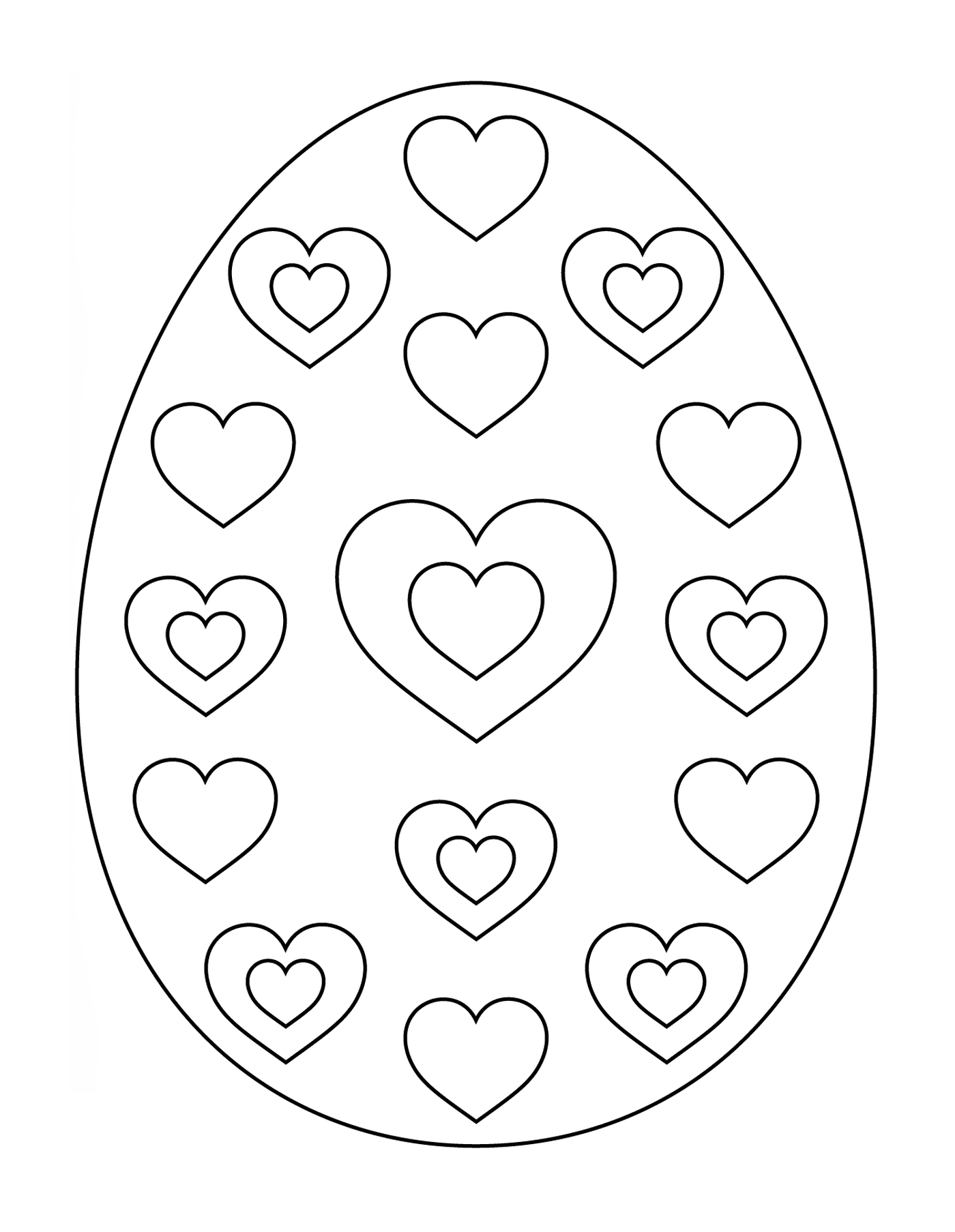 coloriage oeuf de paques avec hearts