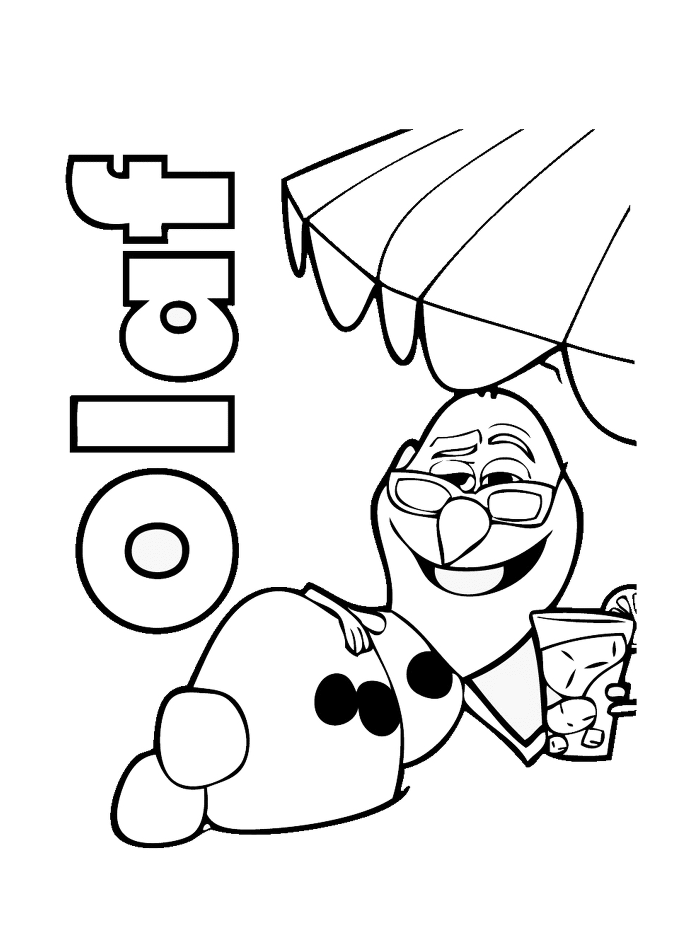 coloriage Olaf boit un the glace a la plage