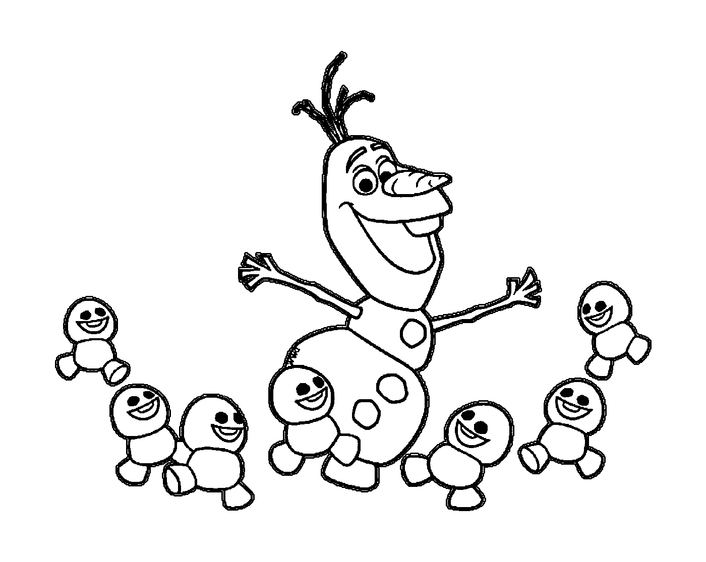 Olaf dance avec les snowgies de la reine des neiges