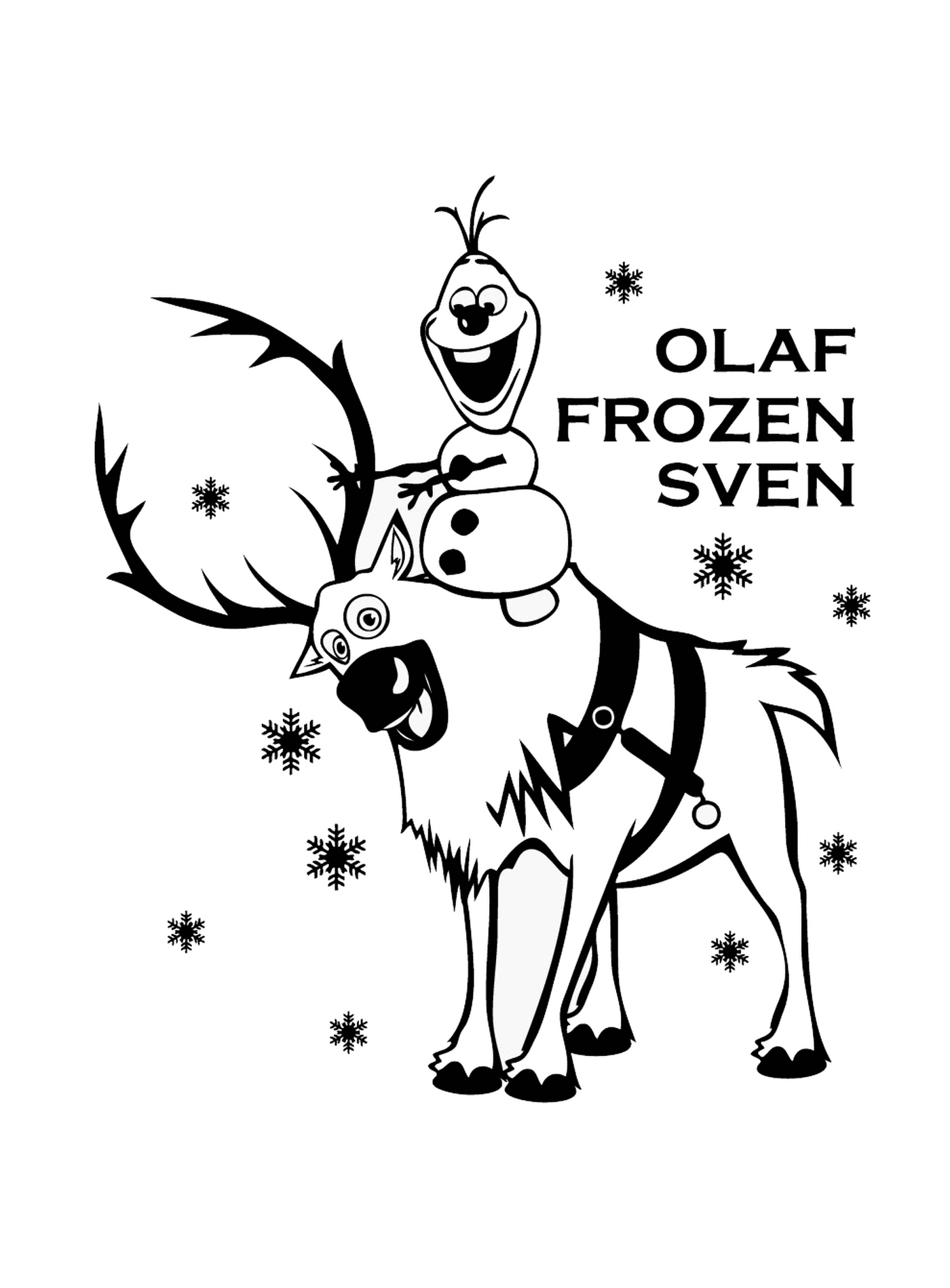 coloriage Olaf et avec Sven