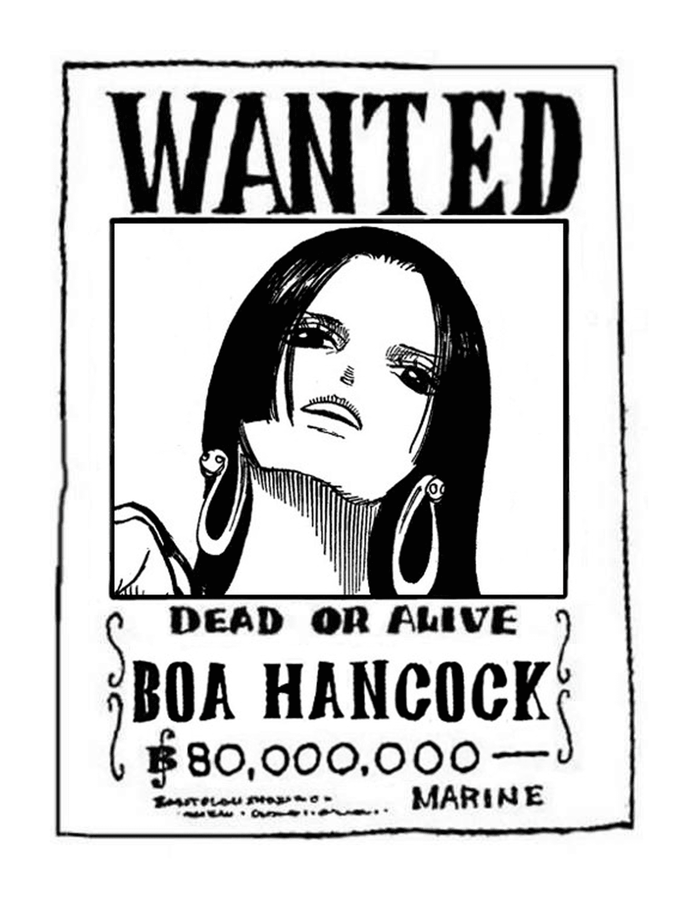 coloriage one piece wanted boa hancock dead or alive
