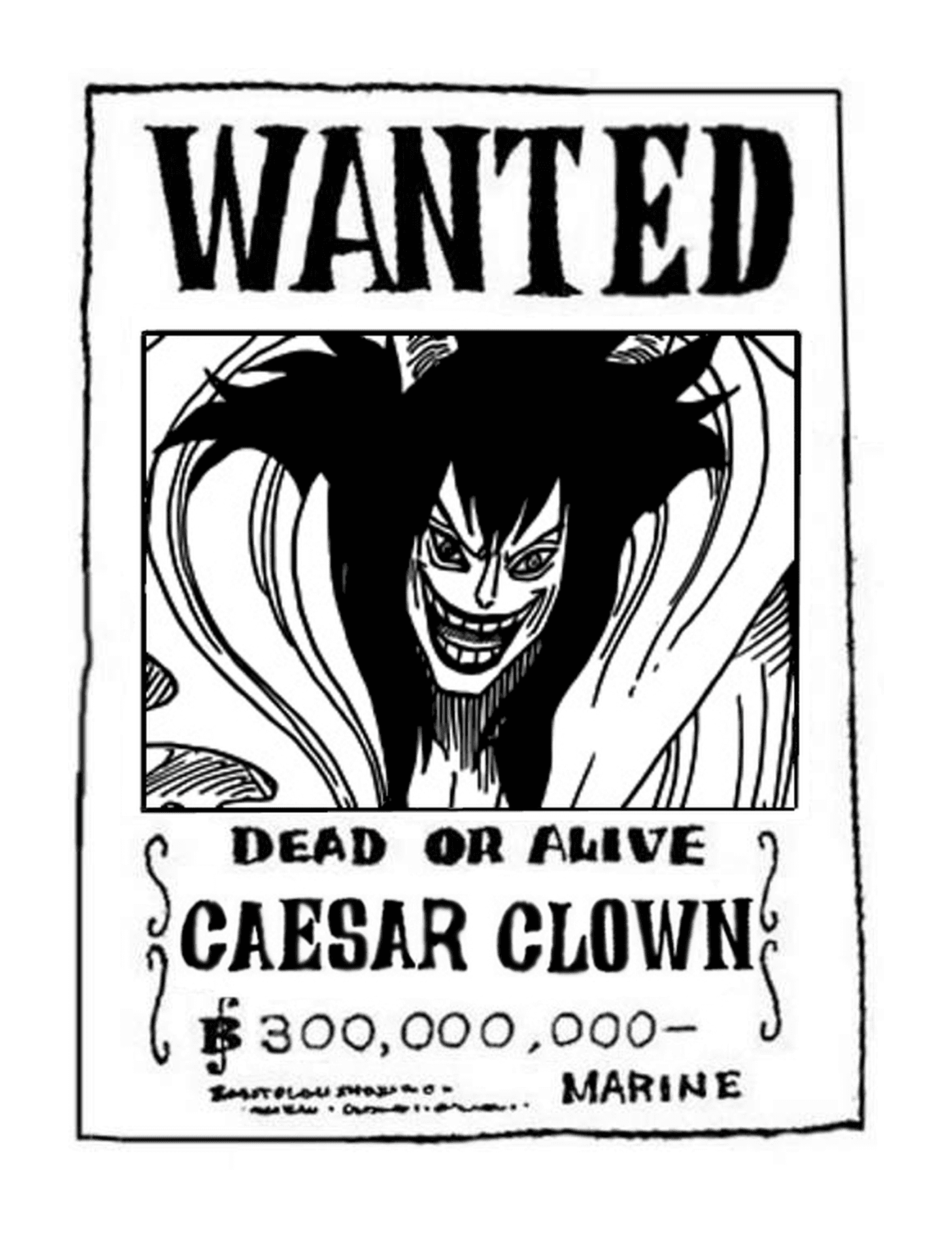 coloriage one piece wanted caesar clown dead or alive