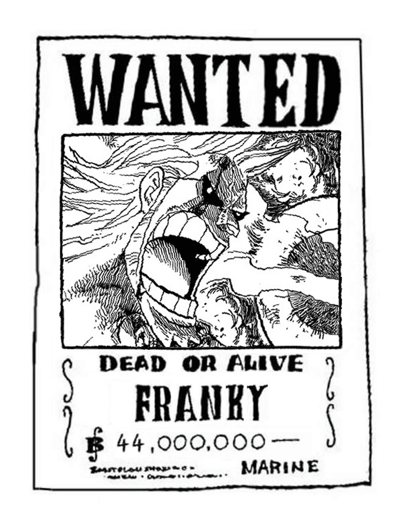 one piece wanted franky dead or alive