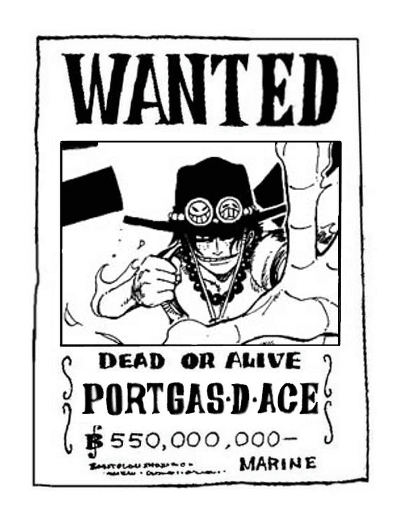 coloriage one piece wanted portgasdace dead or alive
