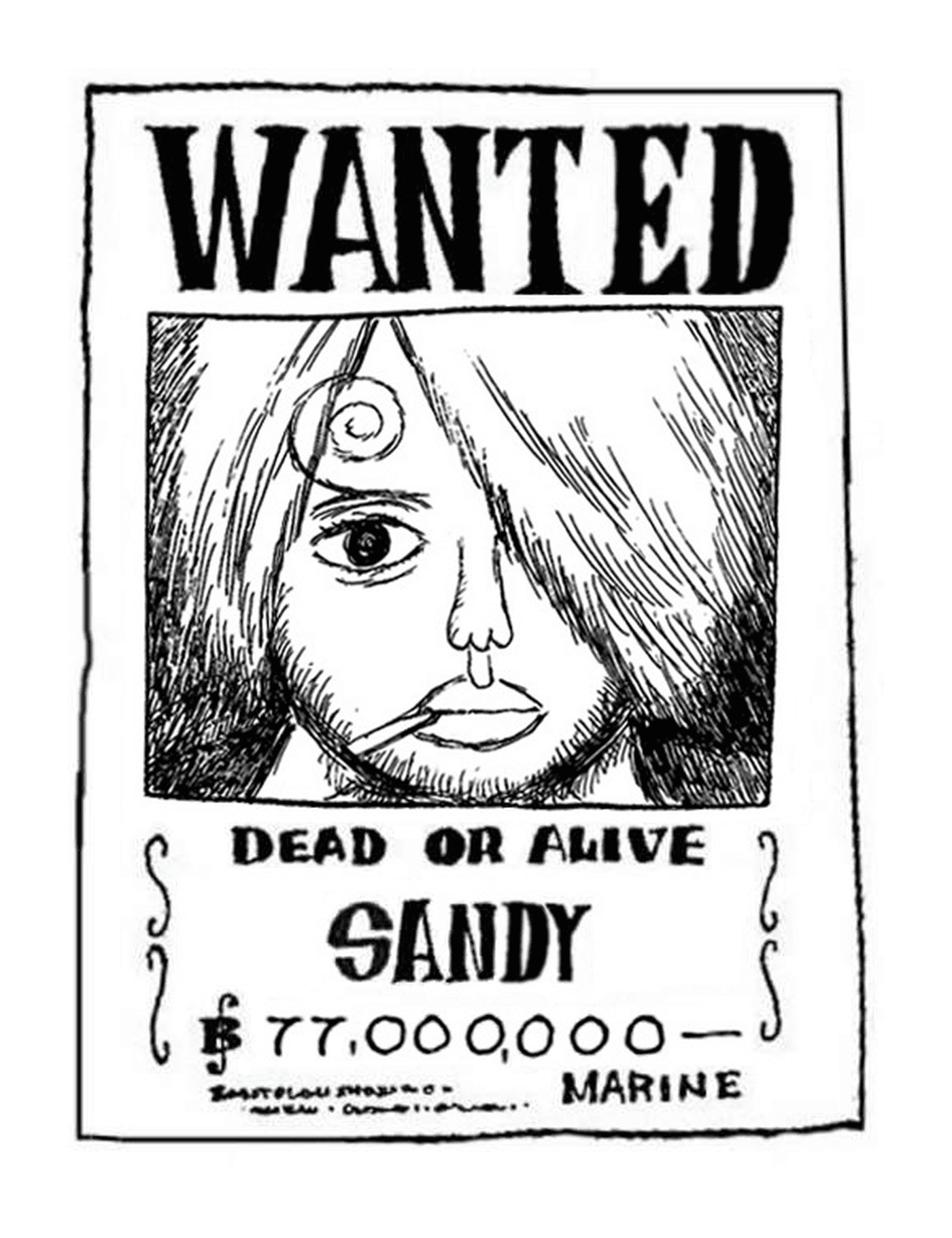 one piece wanted sandy dead or alive