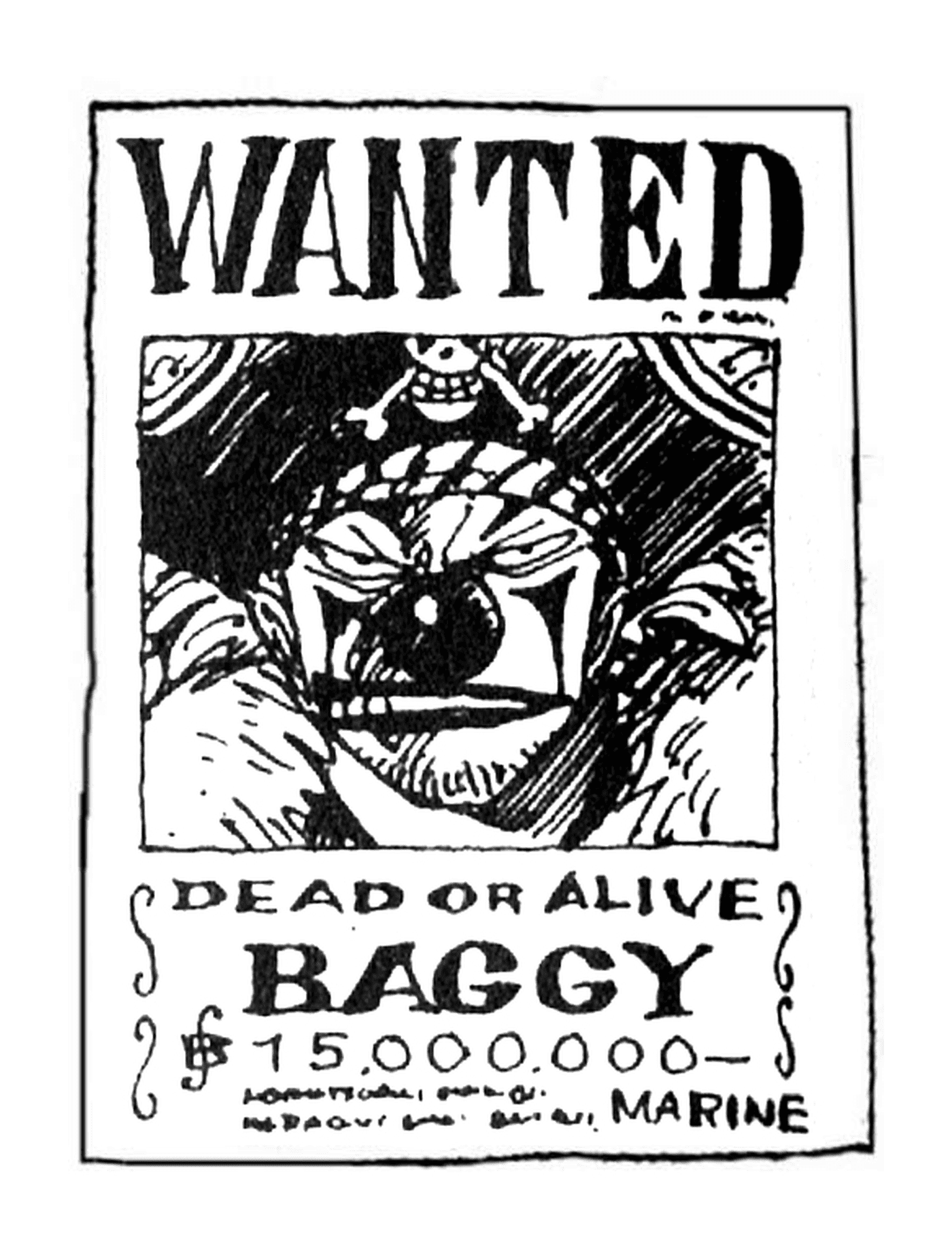 coloriage one piece wanted baggy dead or alive