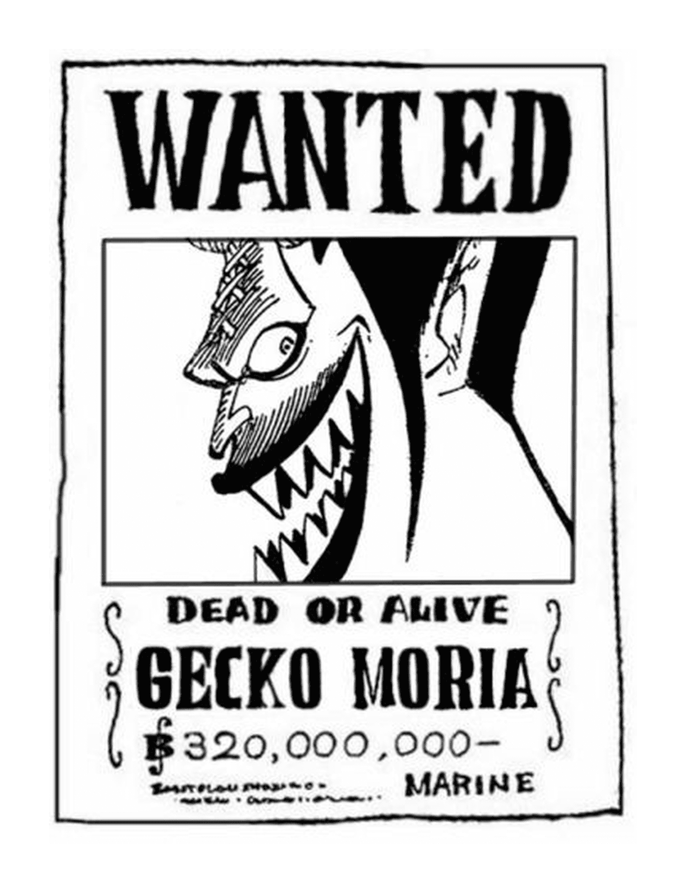 one piece wanted gecko moria dead or alive
