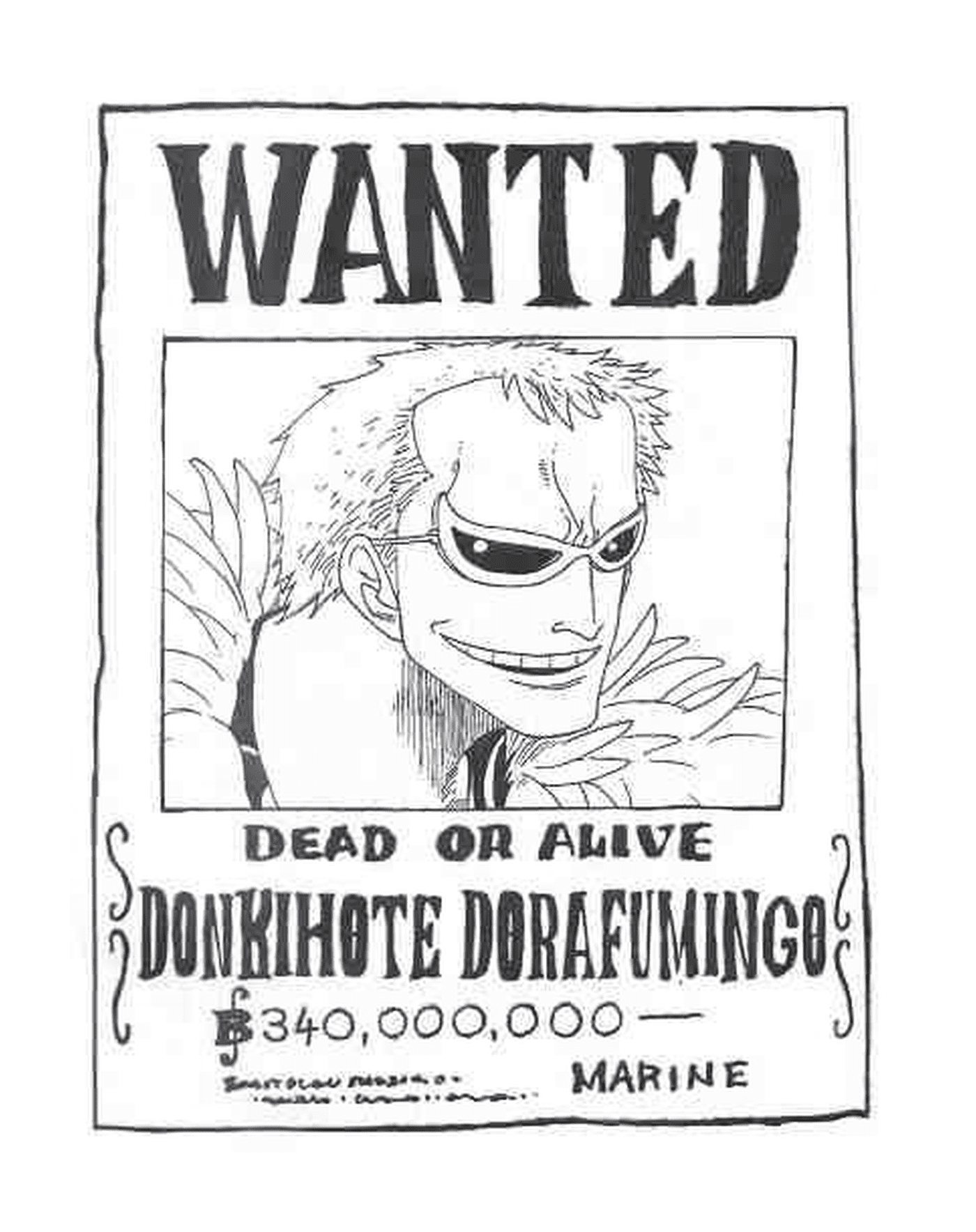 coloriage one piece wanted donkihote dorafumingo dead or alive