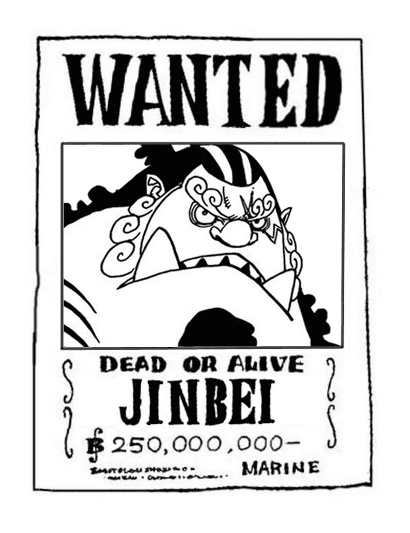 one piece wanted jinbei dead or alive