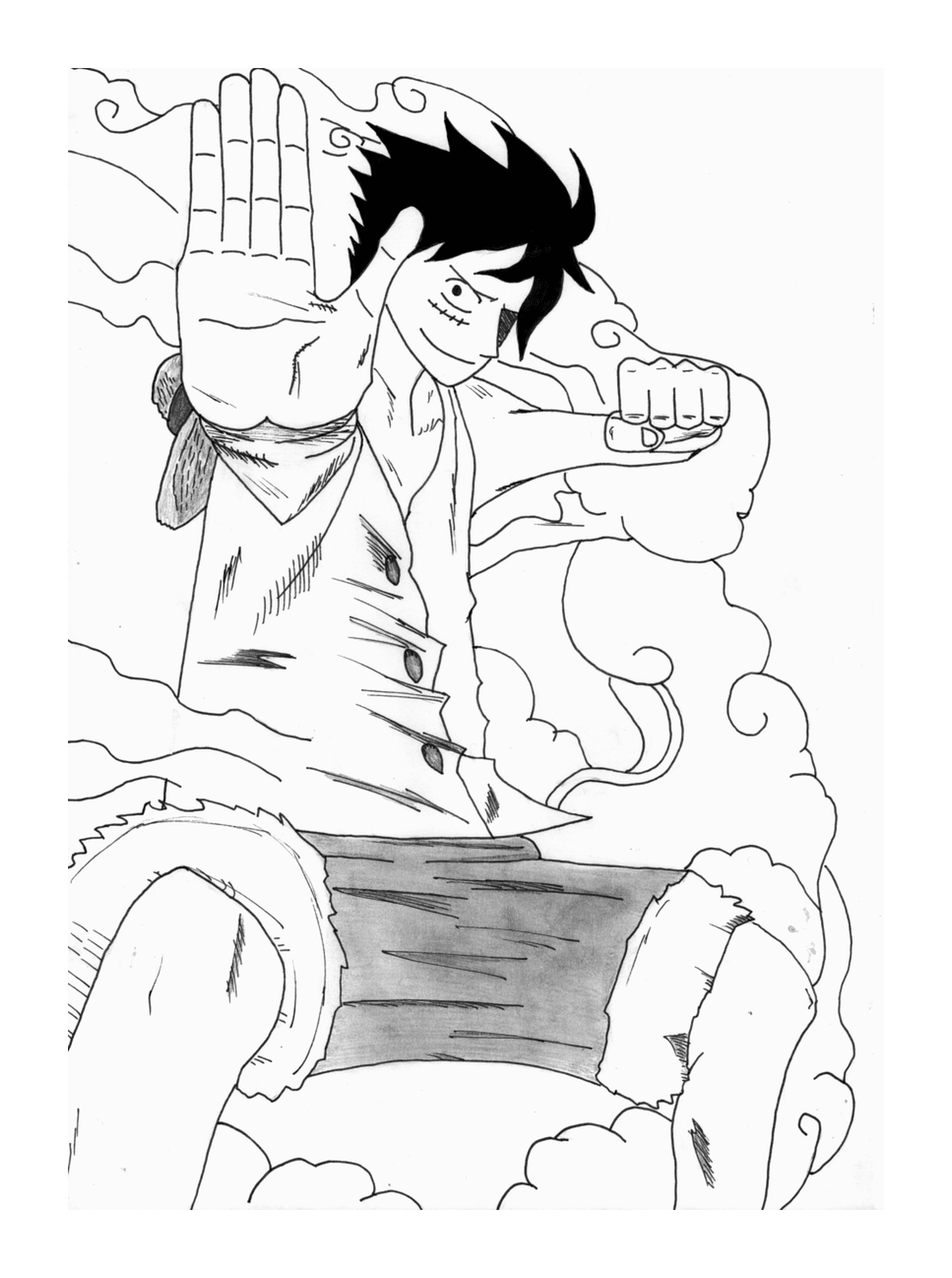 coloriage Luffy Gear 2 onepiece