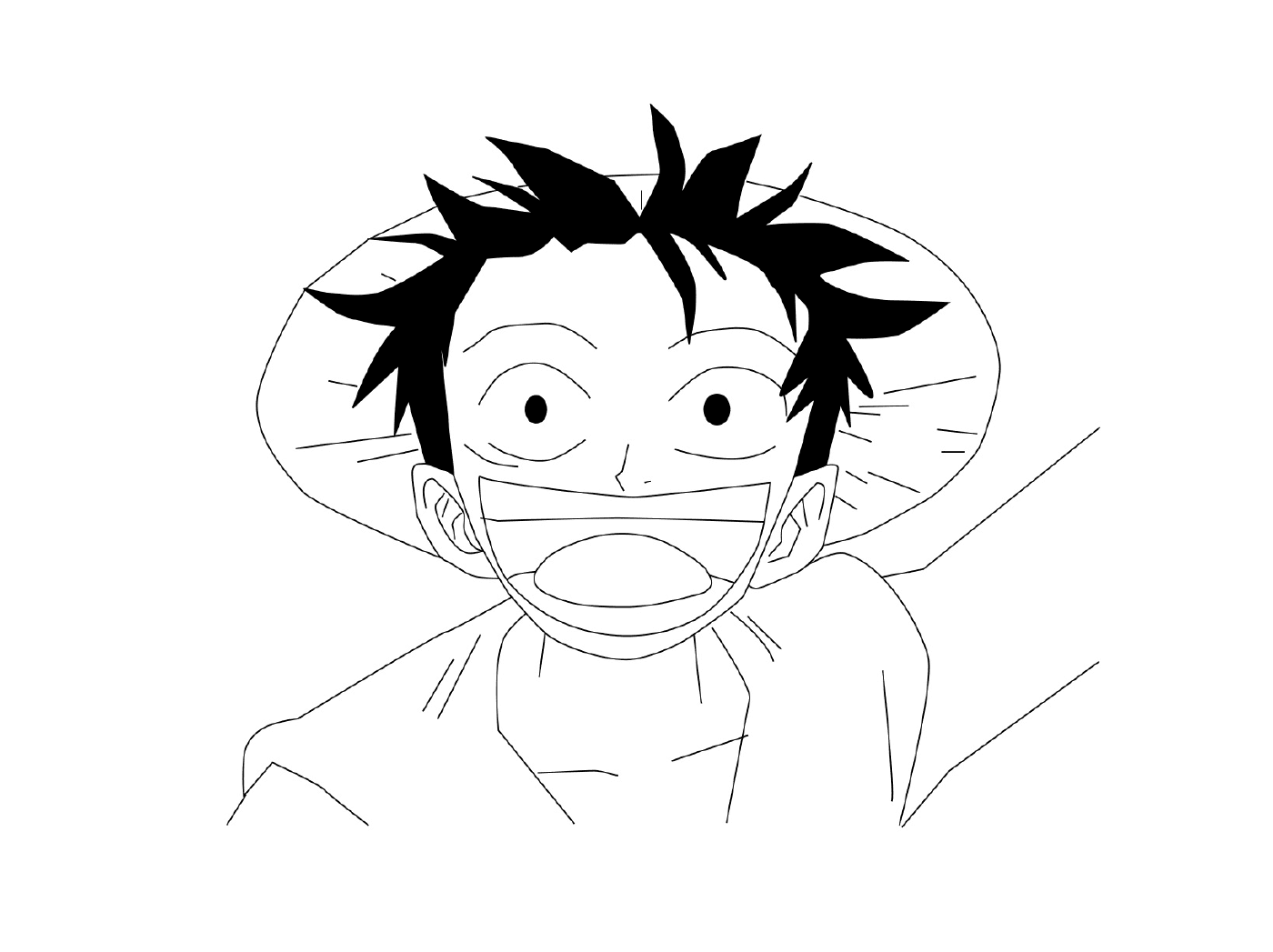 coloriage one piece luffy trop heureux