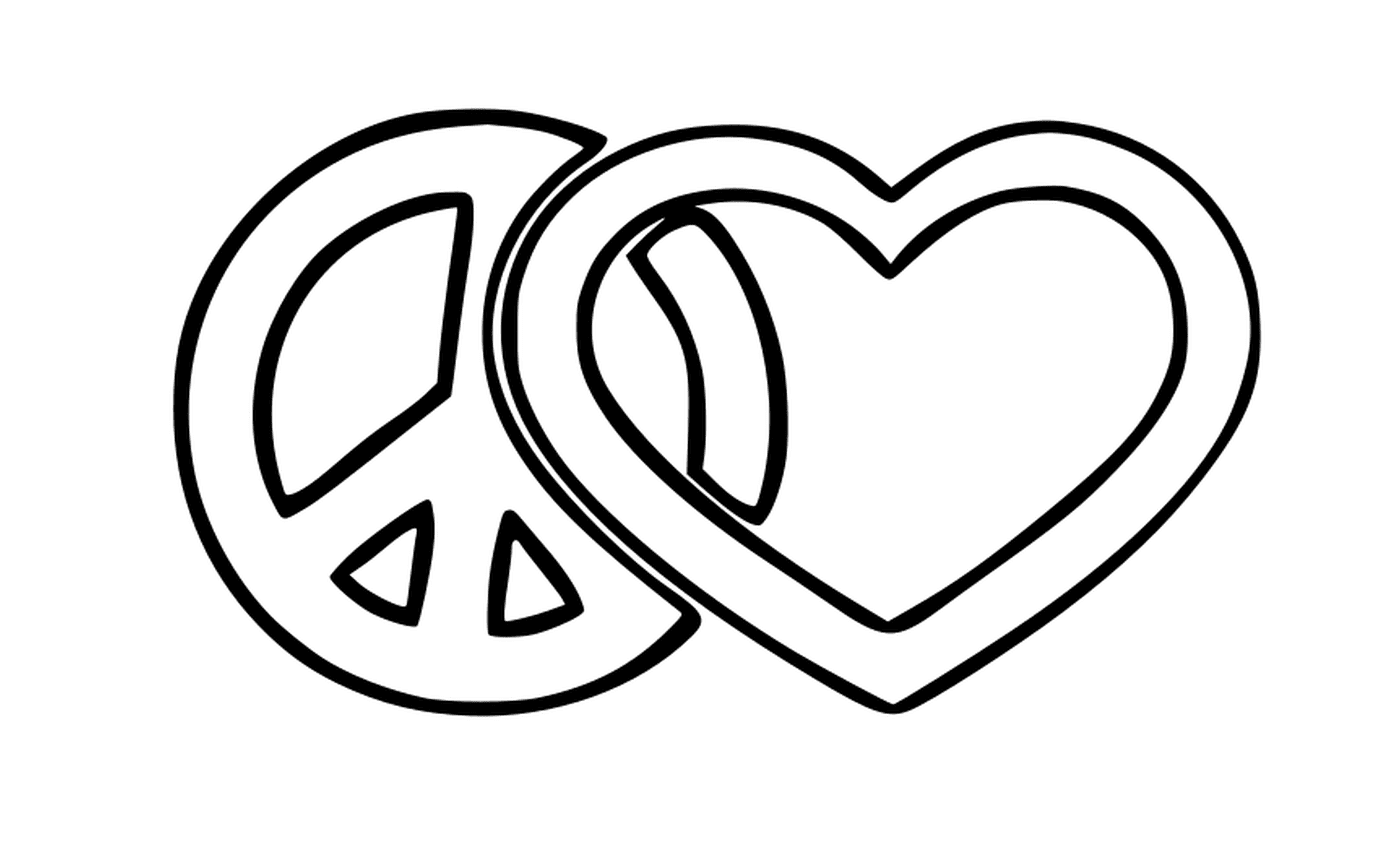coloriage logo paix et amour peace and love