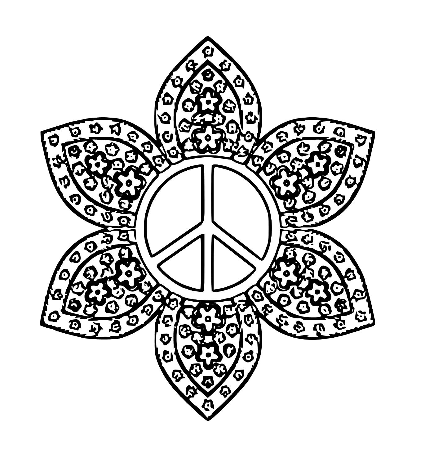 coloriage logo paix forme de fleurs
