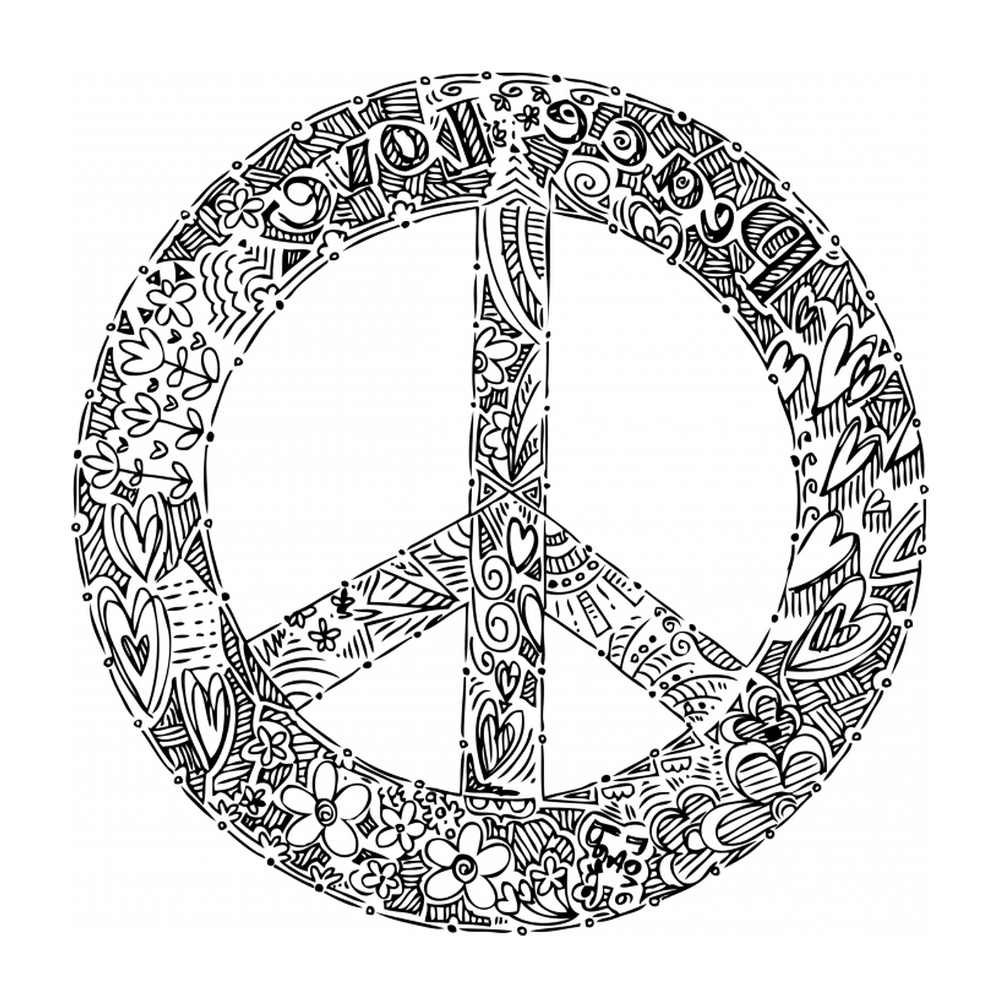 coloriage paix et amour logo peace