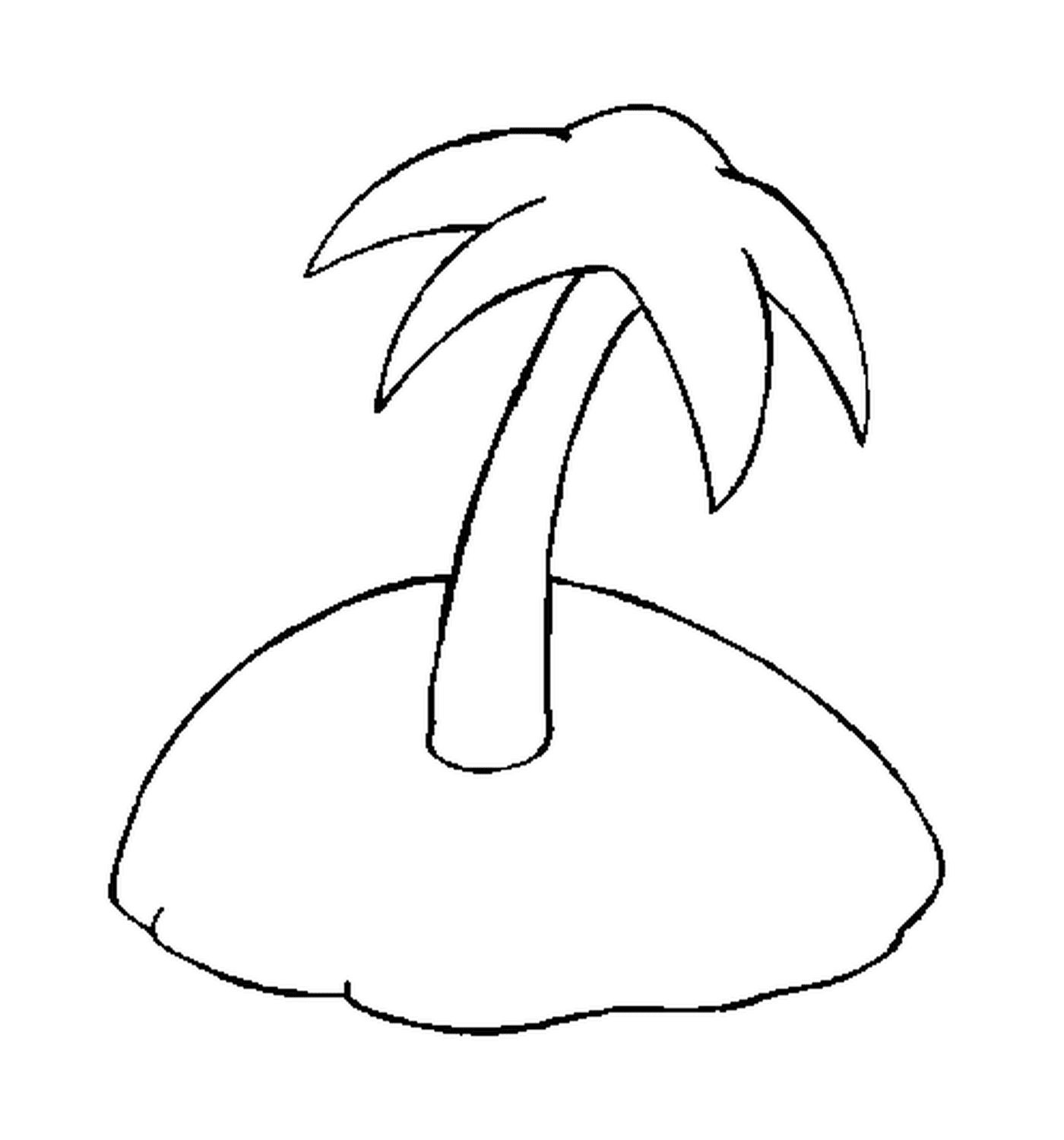 coloriage un unique palmier sur une ile deserte