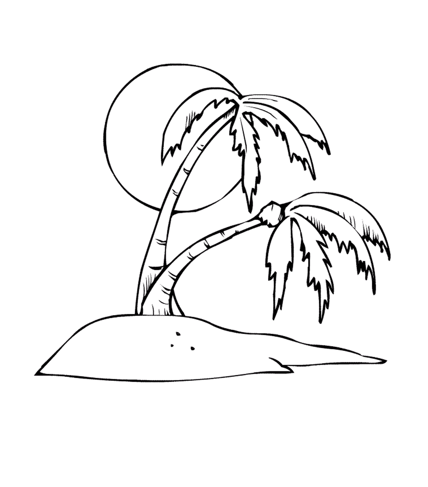 coloriage palmier avec couer de soleil