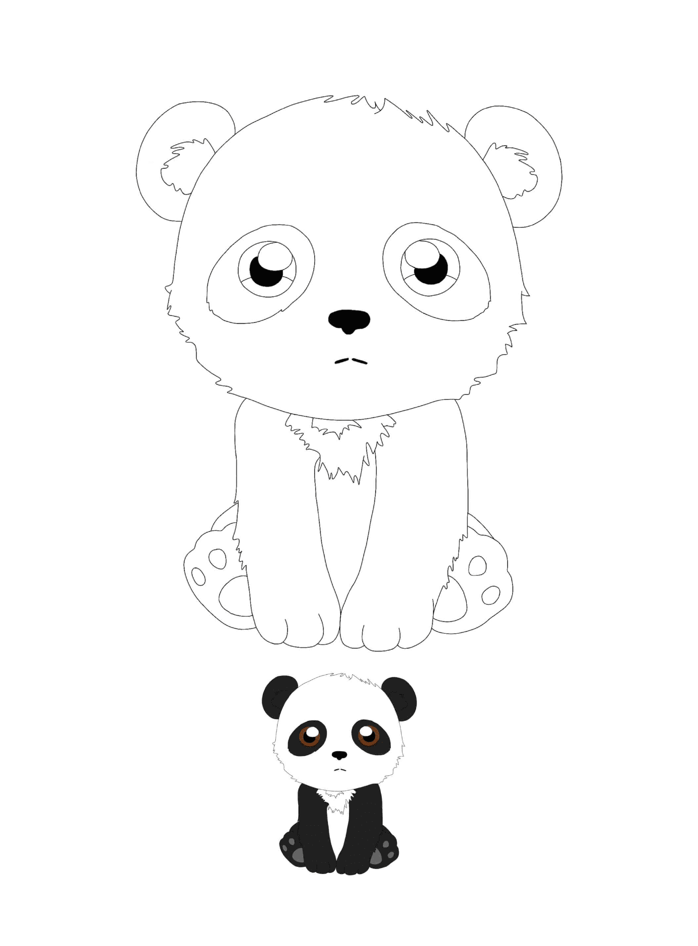 coloriage panda kawaii