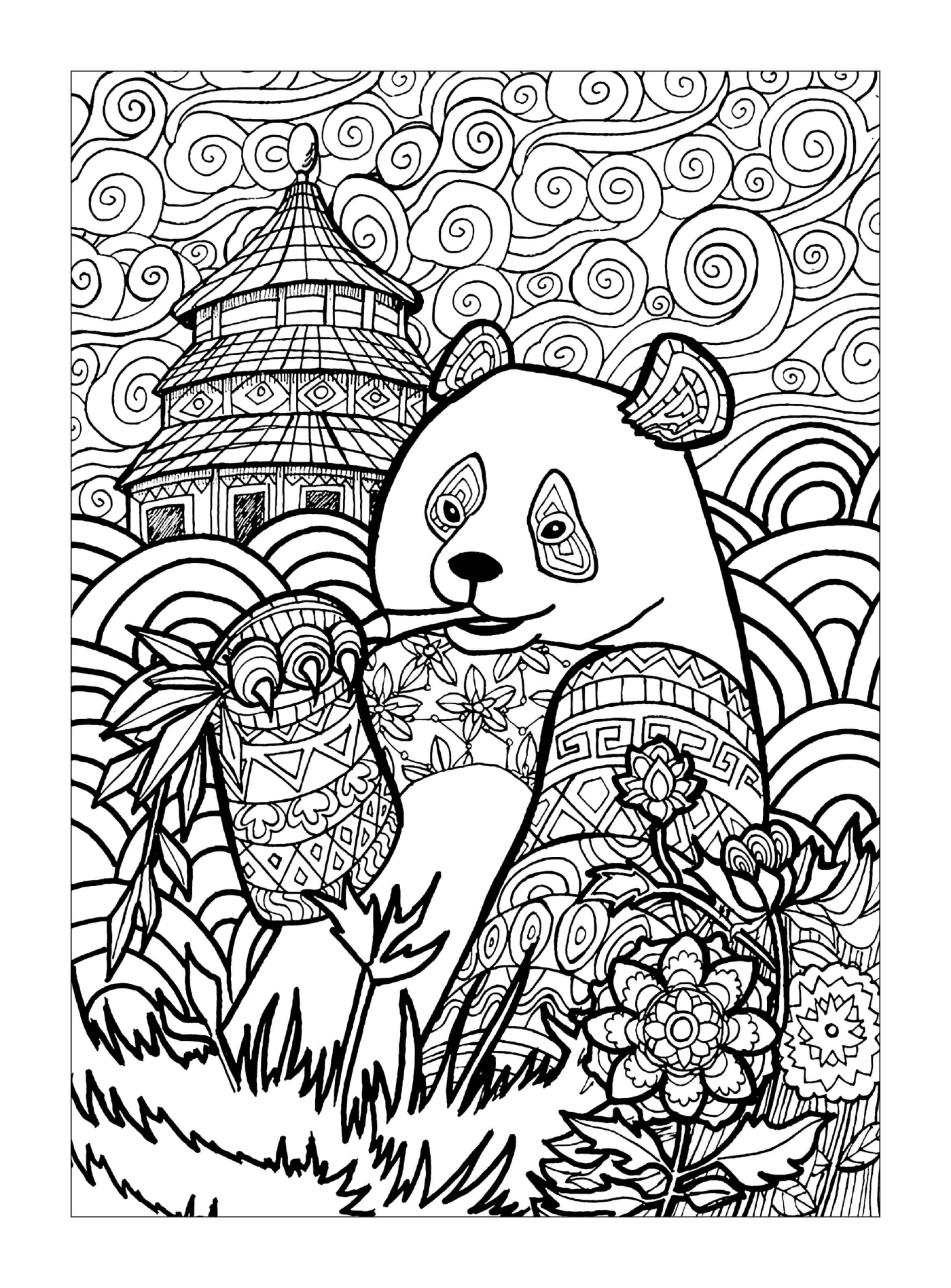 panda et motifs en chine mandala animaux