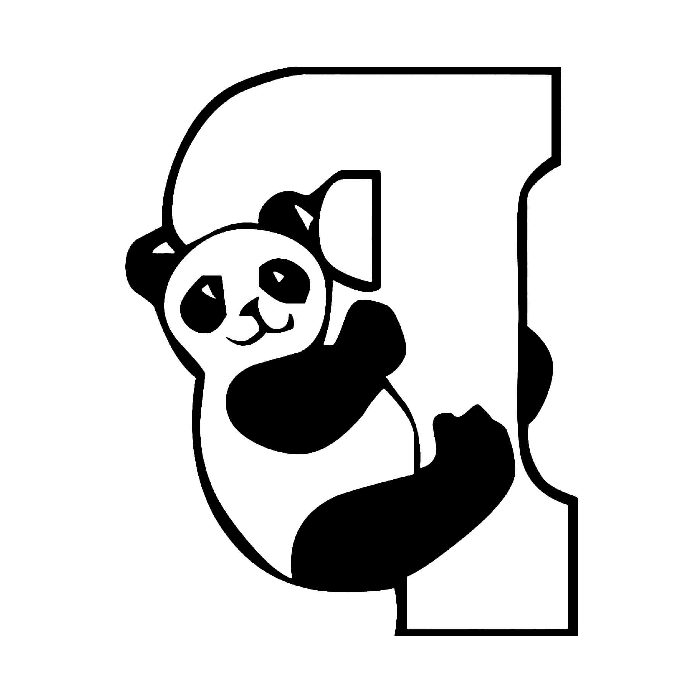 coloriage lettre P pour Panda Alphabet enfants