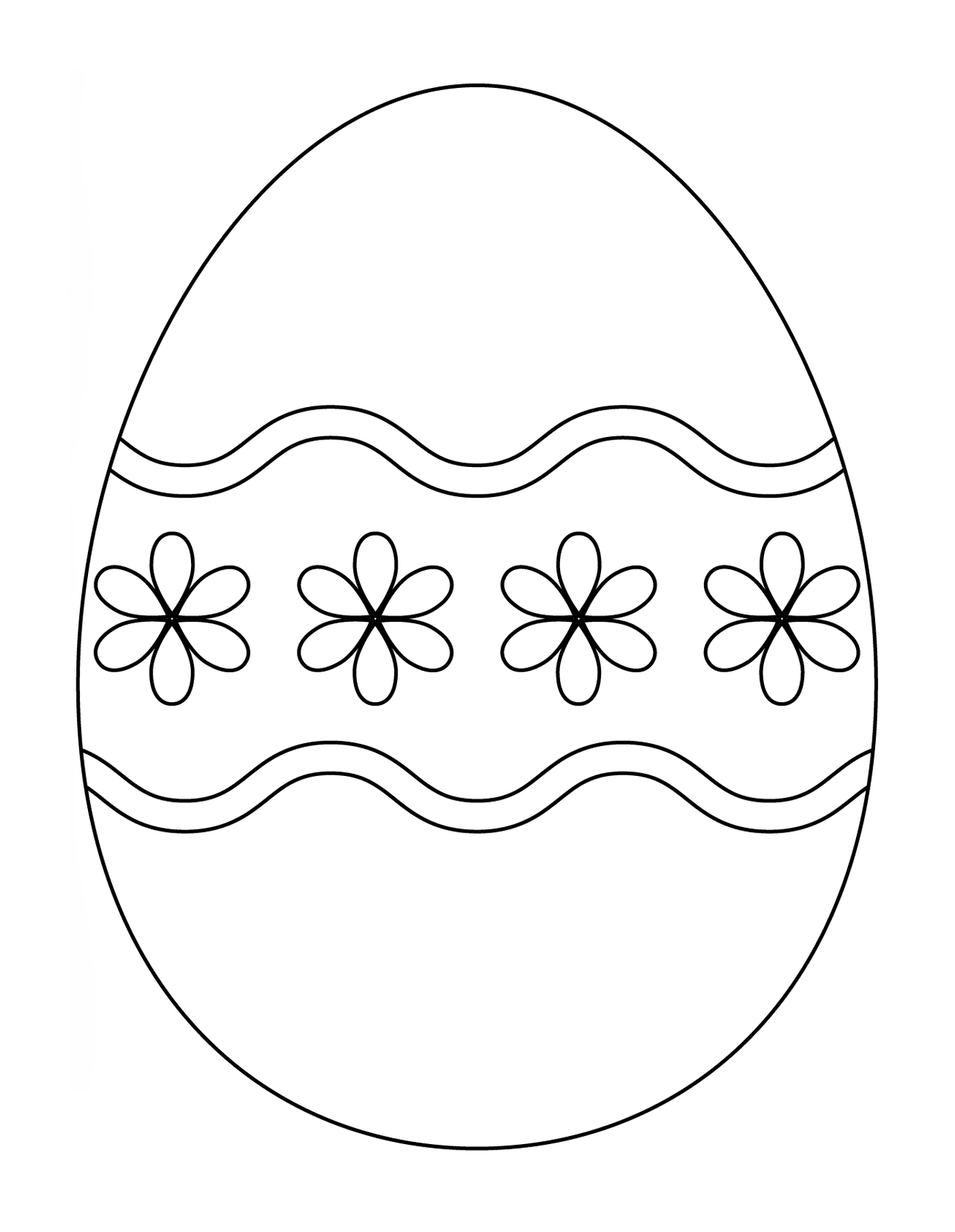 coloriage oeuf de paques avec simple flower pattern