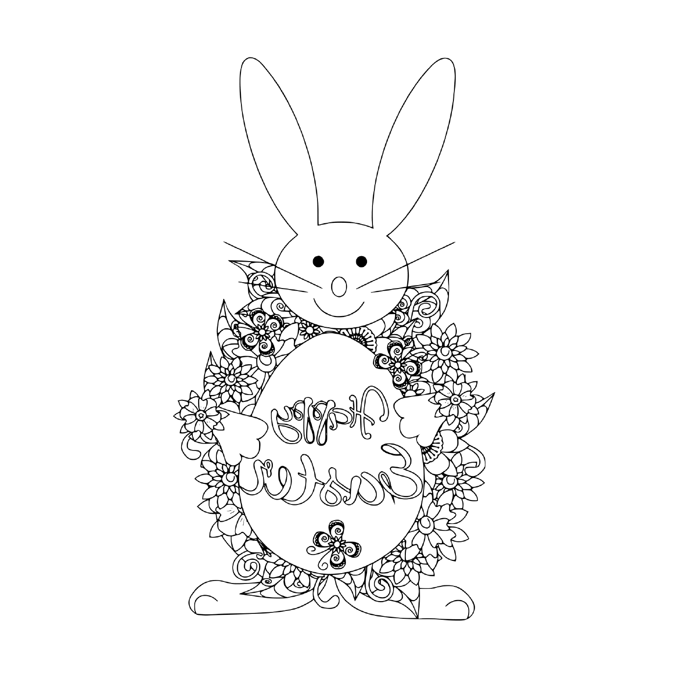 coloriage paques sur oeuf lapin anti stress