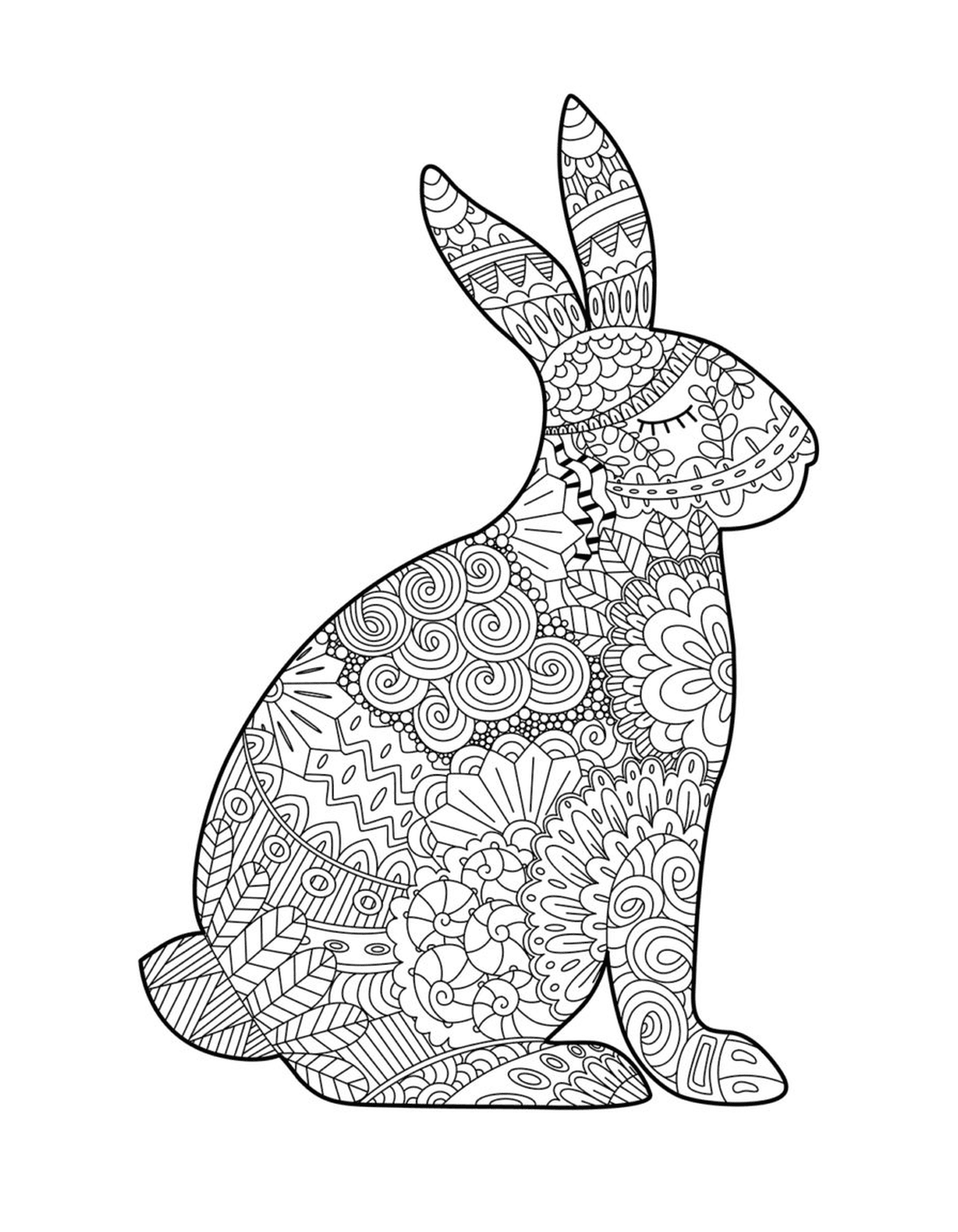 coloriage paques lapin adulte zentangle