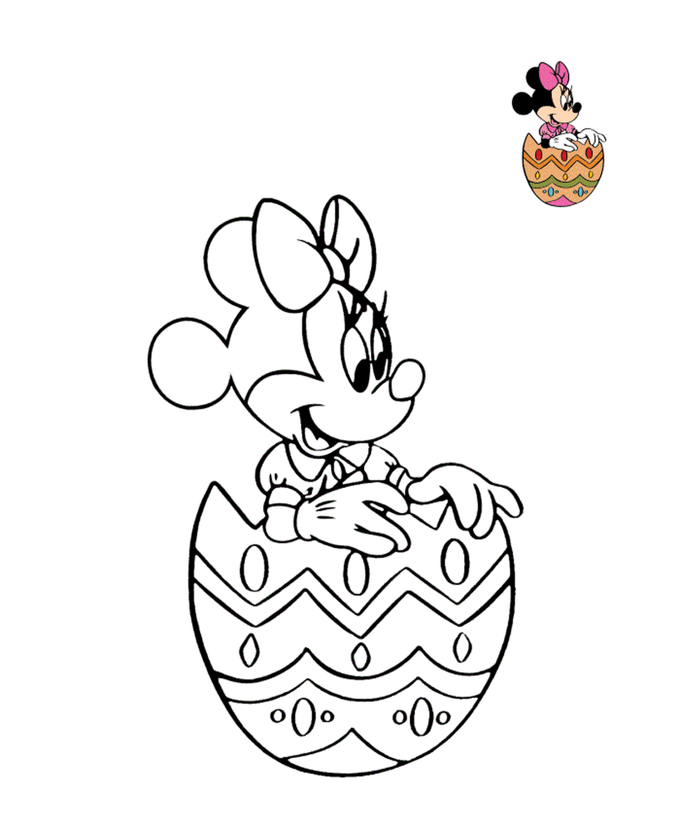 coloriage minnie oeuf paques disney