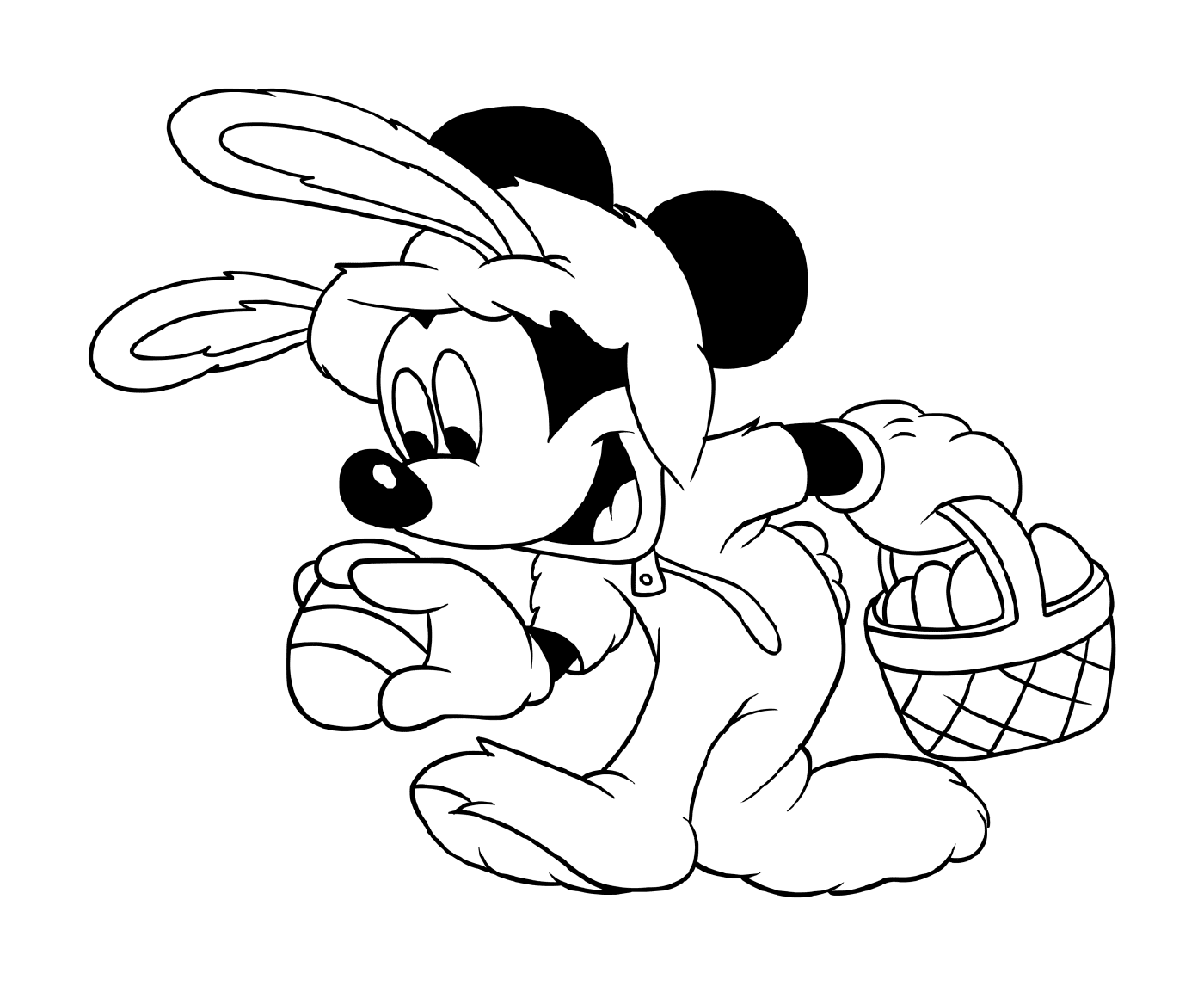 coloriage mickey mouse lapin oeuf de paques