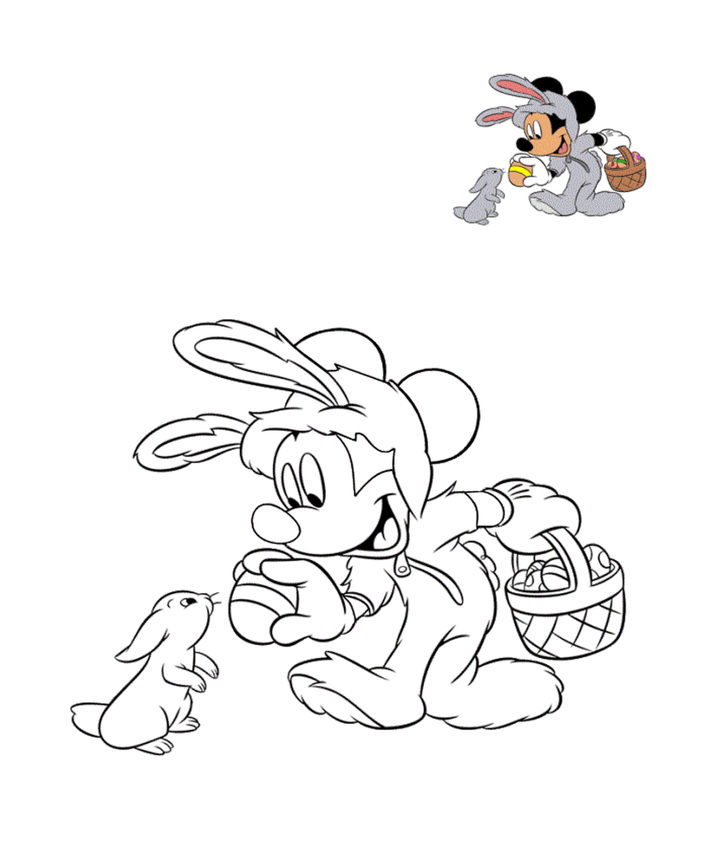 coloriage mickey lapin paques disney